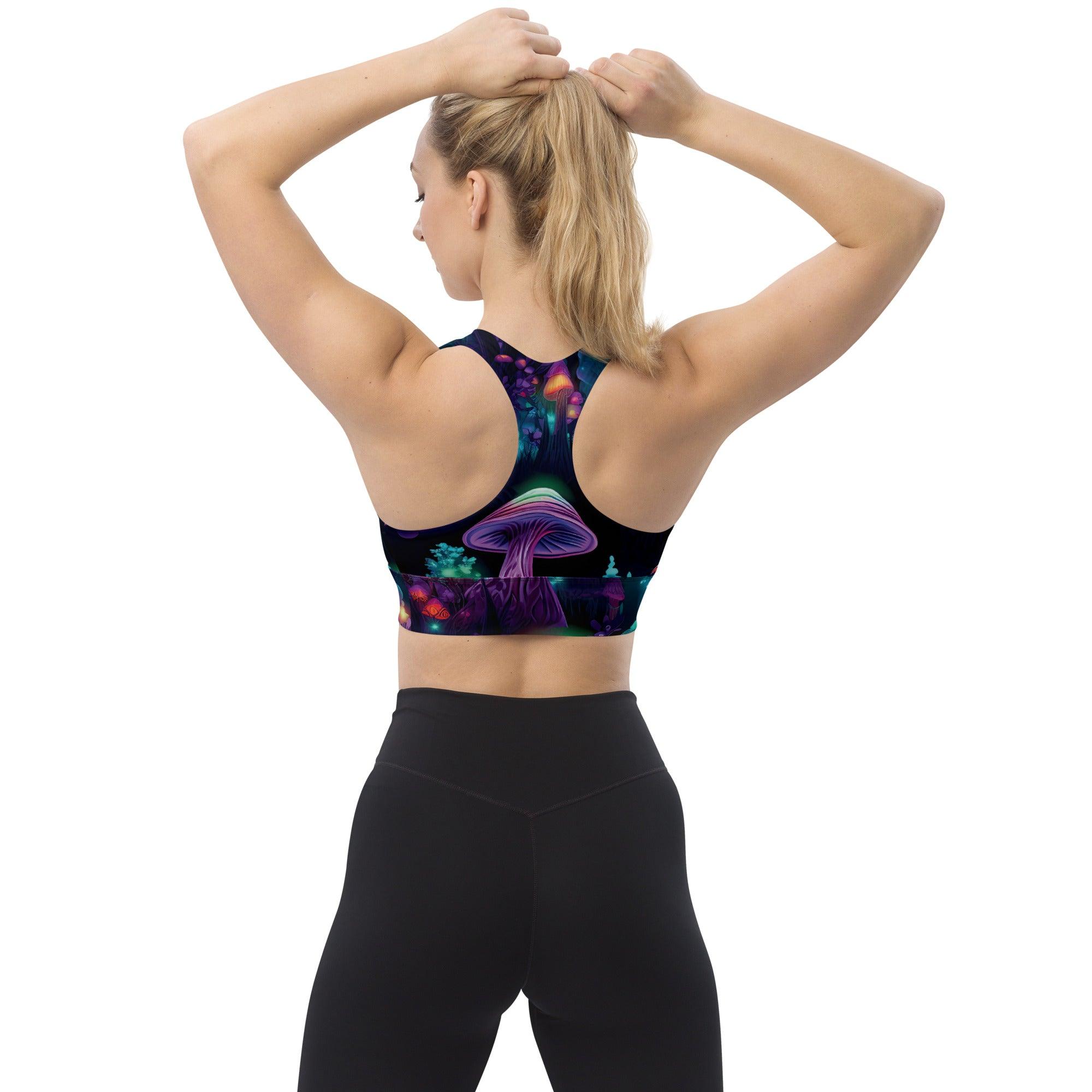 Mushroom Longline Sports Bra for Raves & Festivals