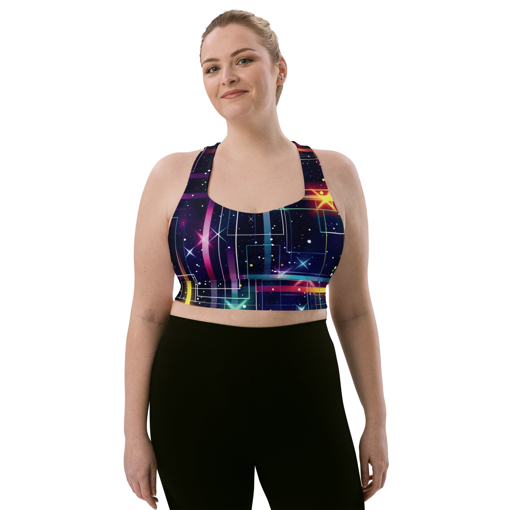 Abstract Longline Sports Bra for Raves & Festivals