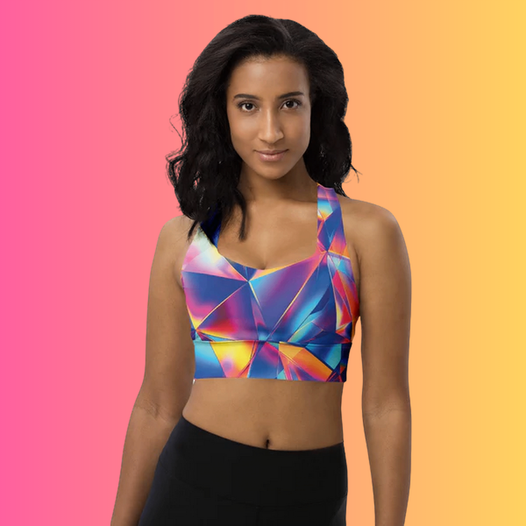 Abstract Longline Sports Bra for EDM Enthusiasts