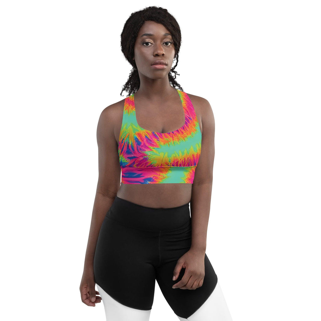 Vibrant Neon Tie-Dye Longline Sports Bra