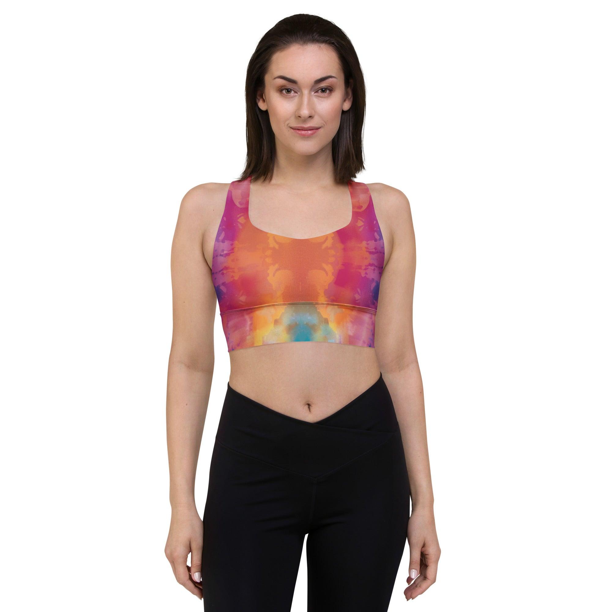 Vibrant Tie-Dye Longline Sports Bra for Festivals