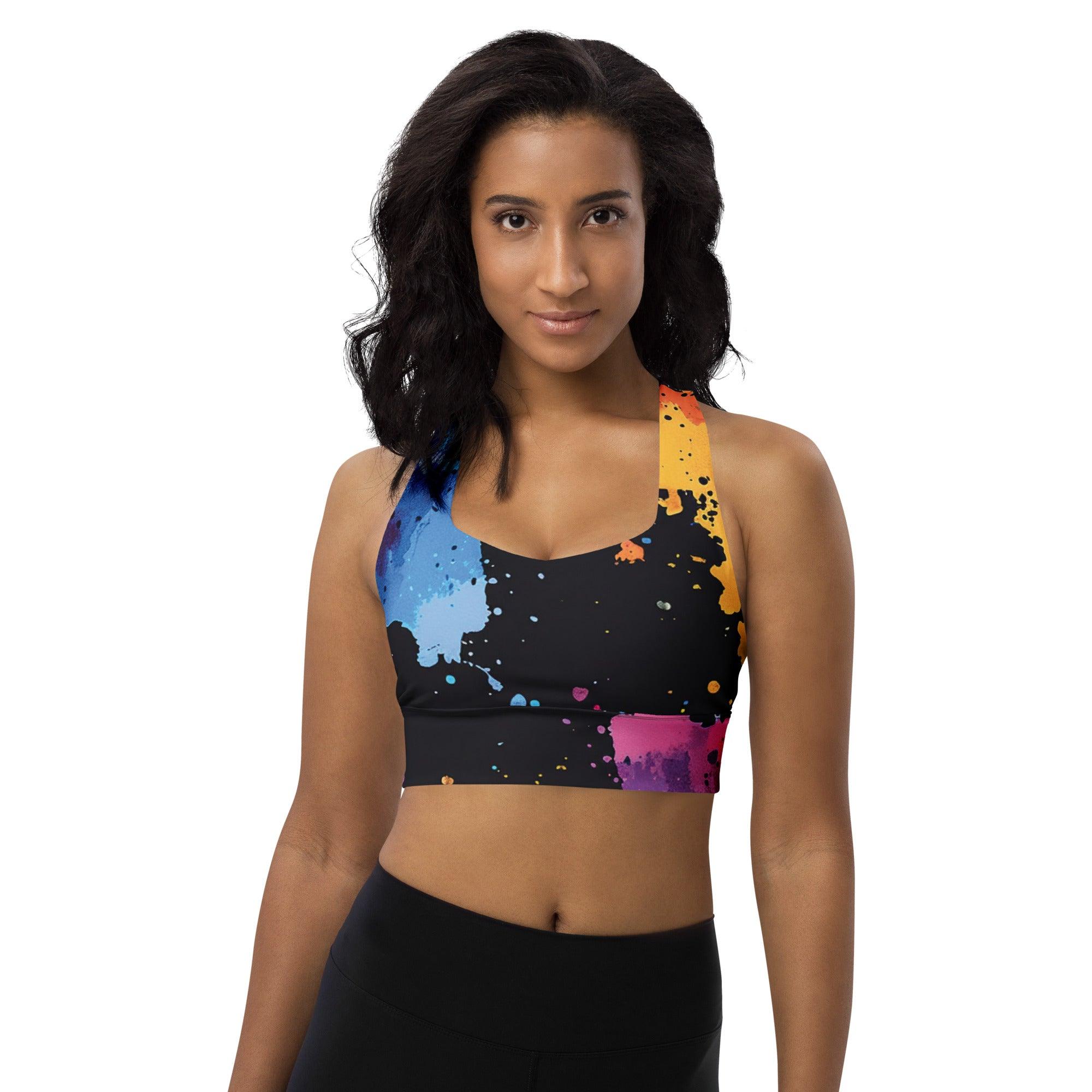 Paint Splatter Longline Sports Bra
