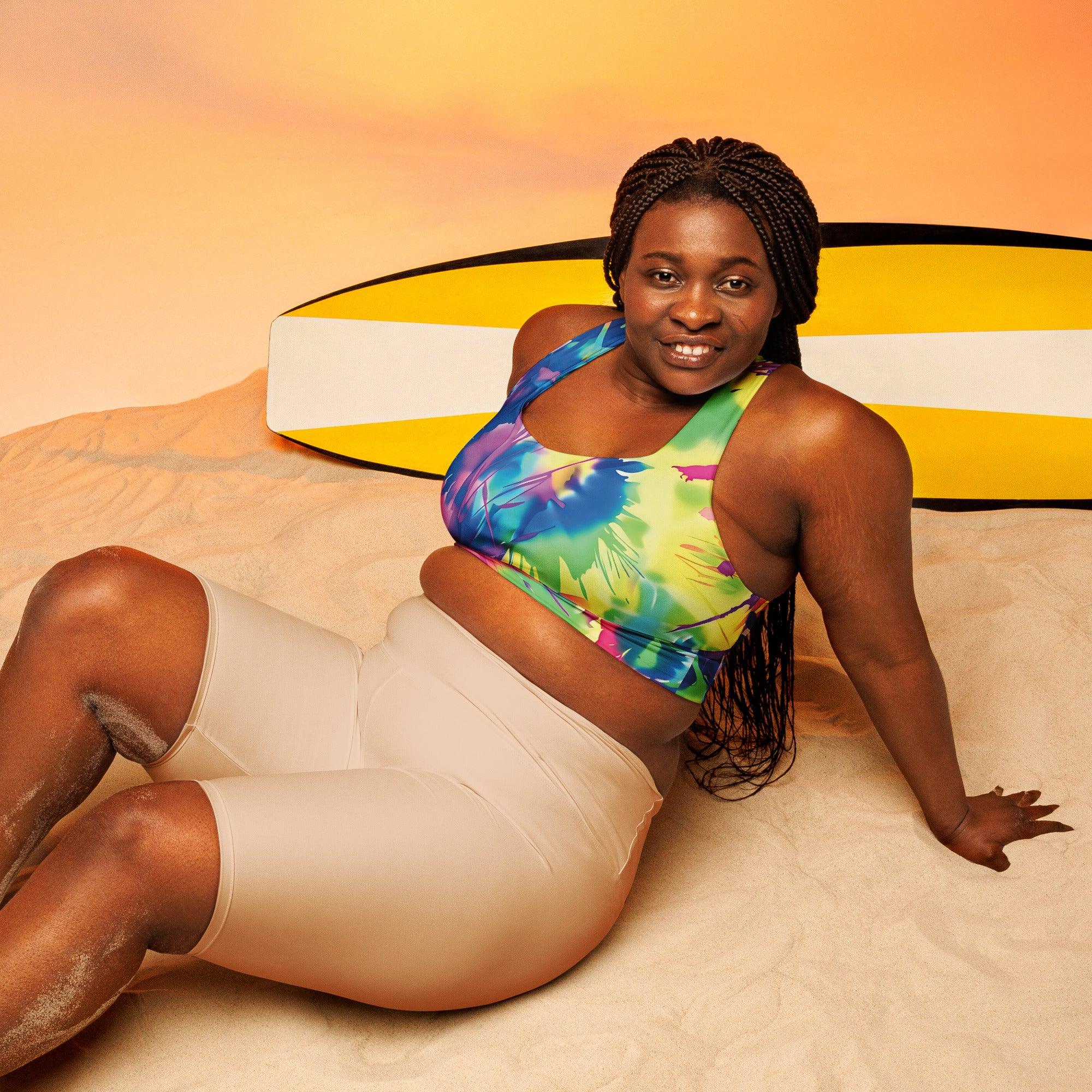 Neon Tie-Dye Longline Sports Bra for Raves