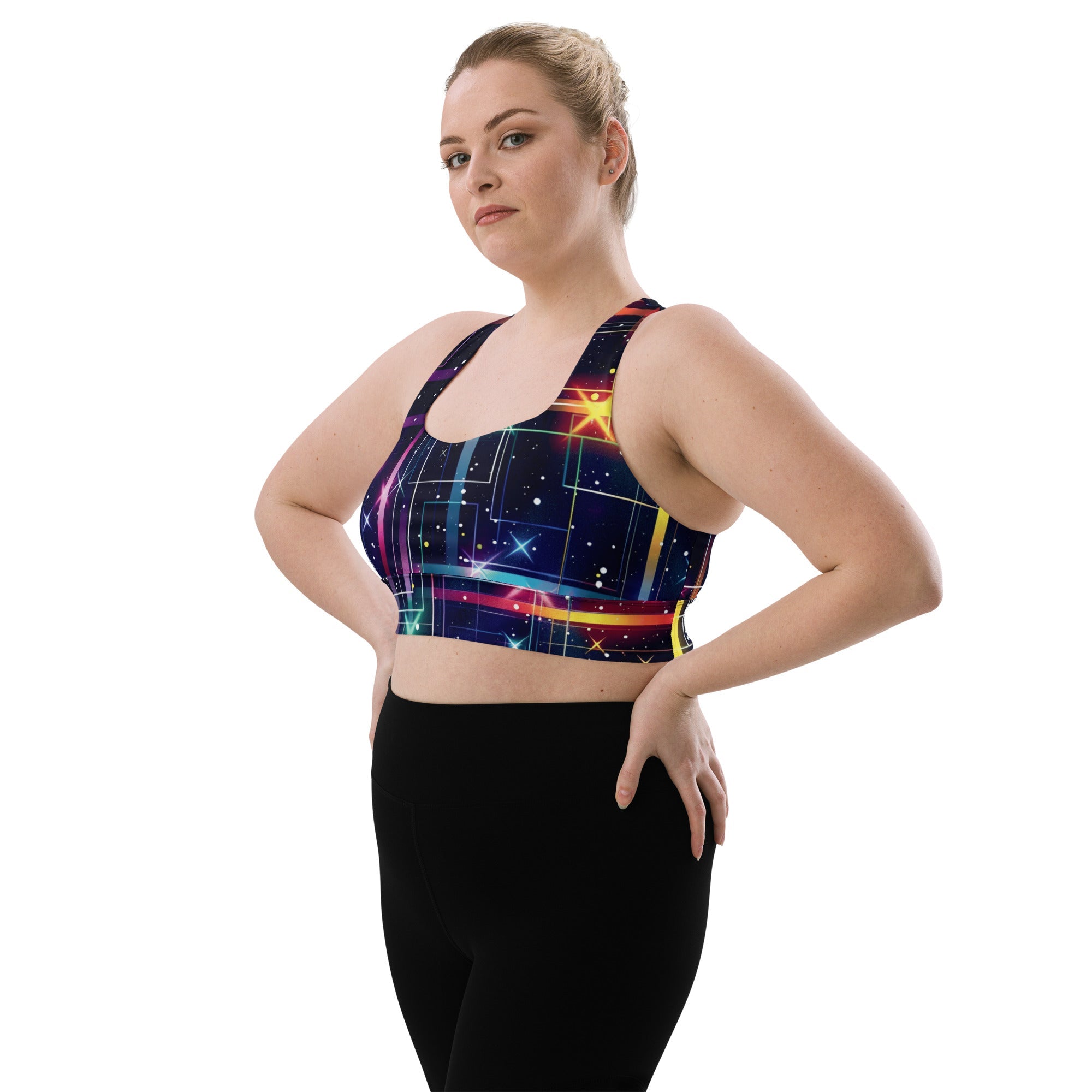 Abstract Longline Sports Bra for Raves & Festivals