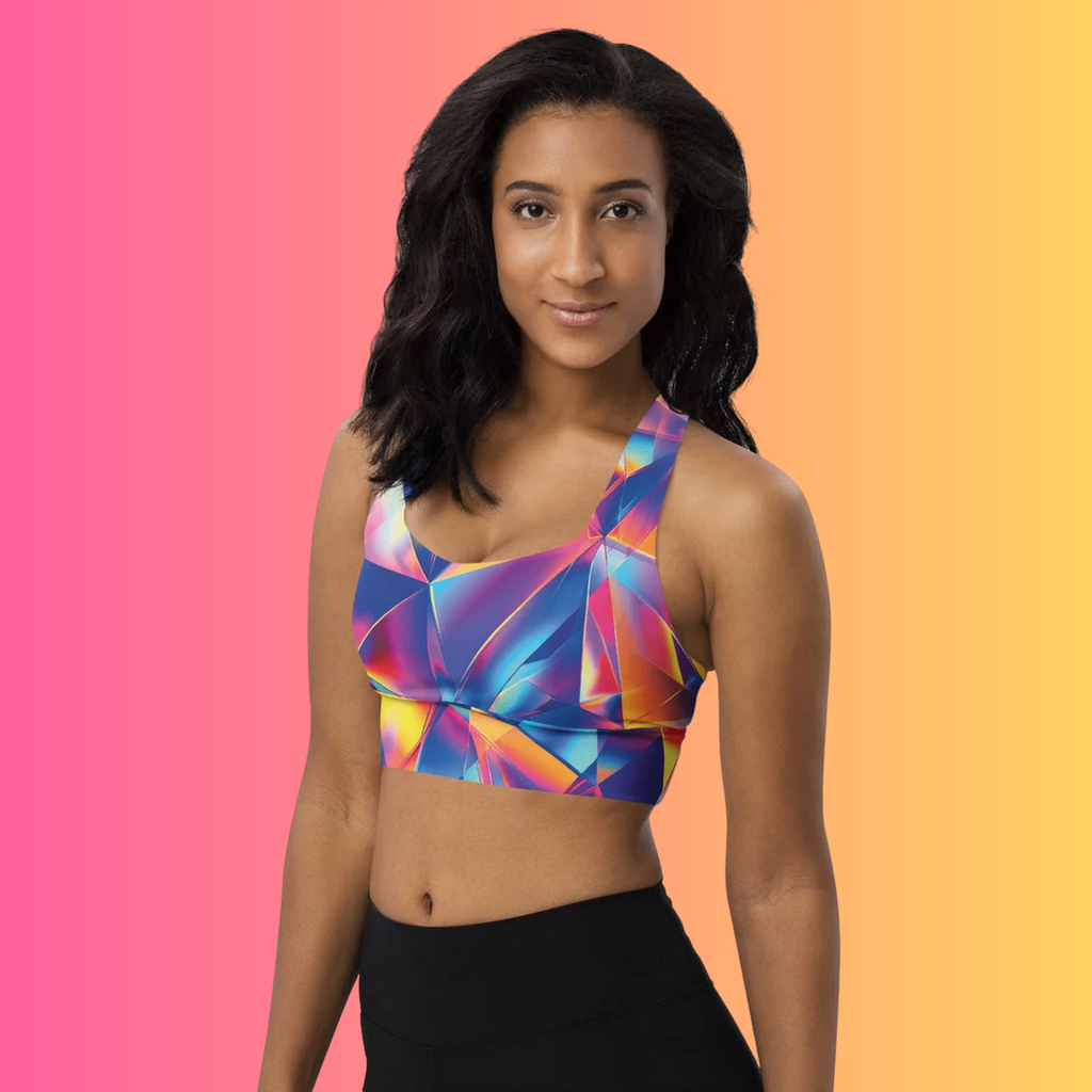 Abstract Longline Sports Bra for EDM Enthusiasts