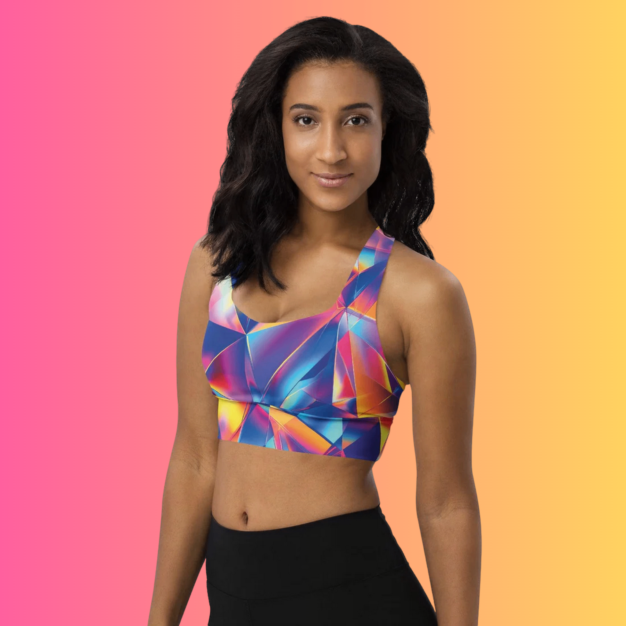 Abstract Longline Sports Bra for EDM Enthusiasts