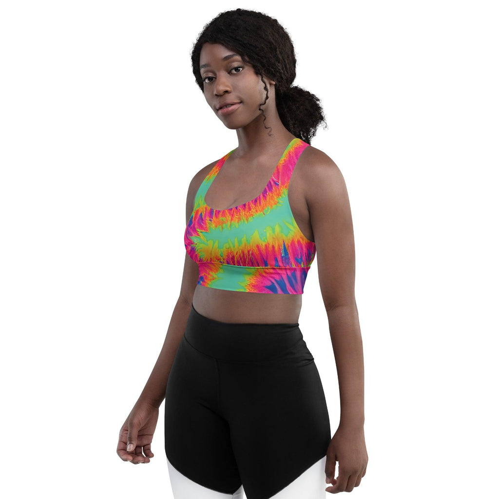 Vibrant Neon Tie-Dye Longline Sports Bra