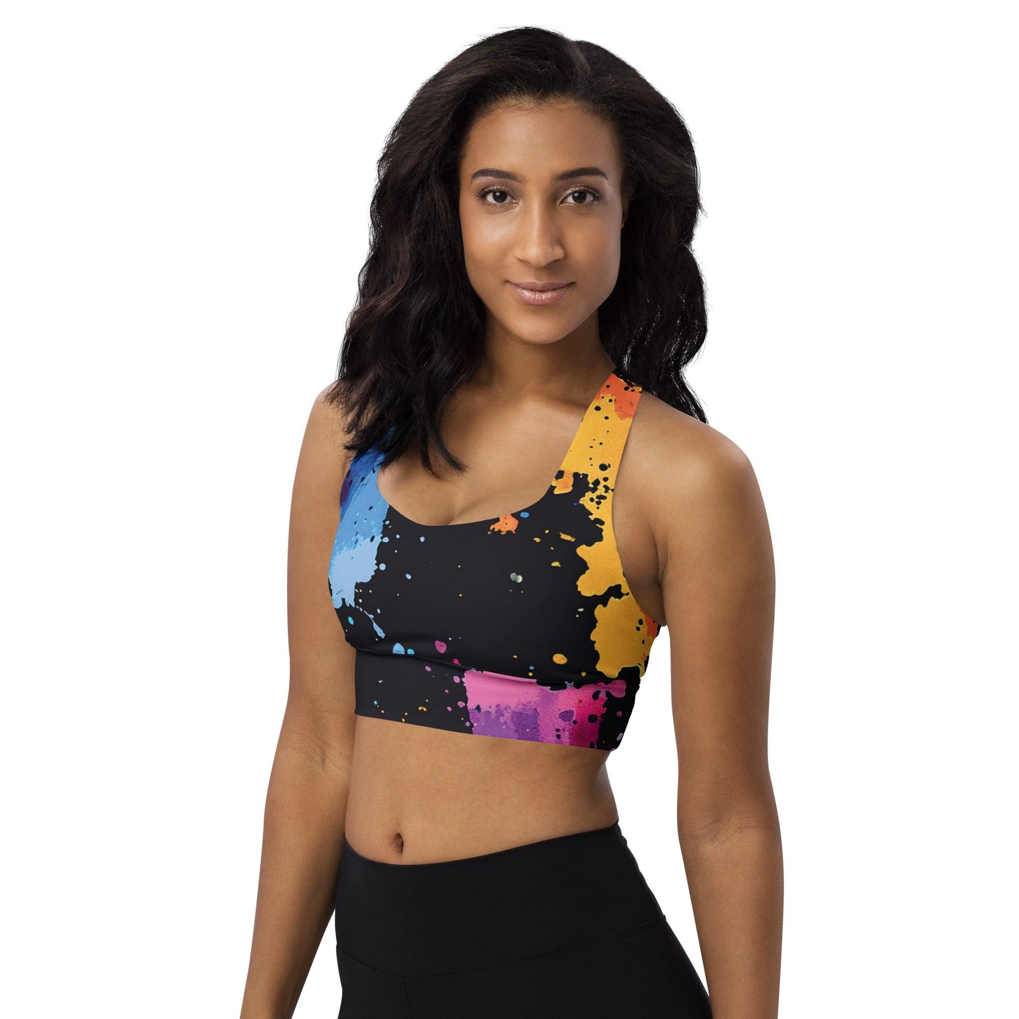 Paint Splatter Longline Sports Bra
