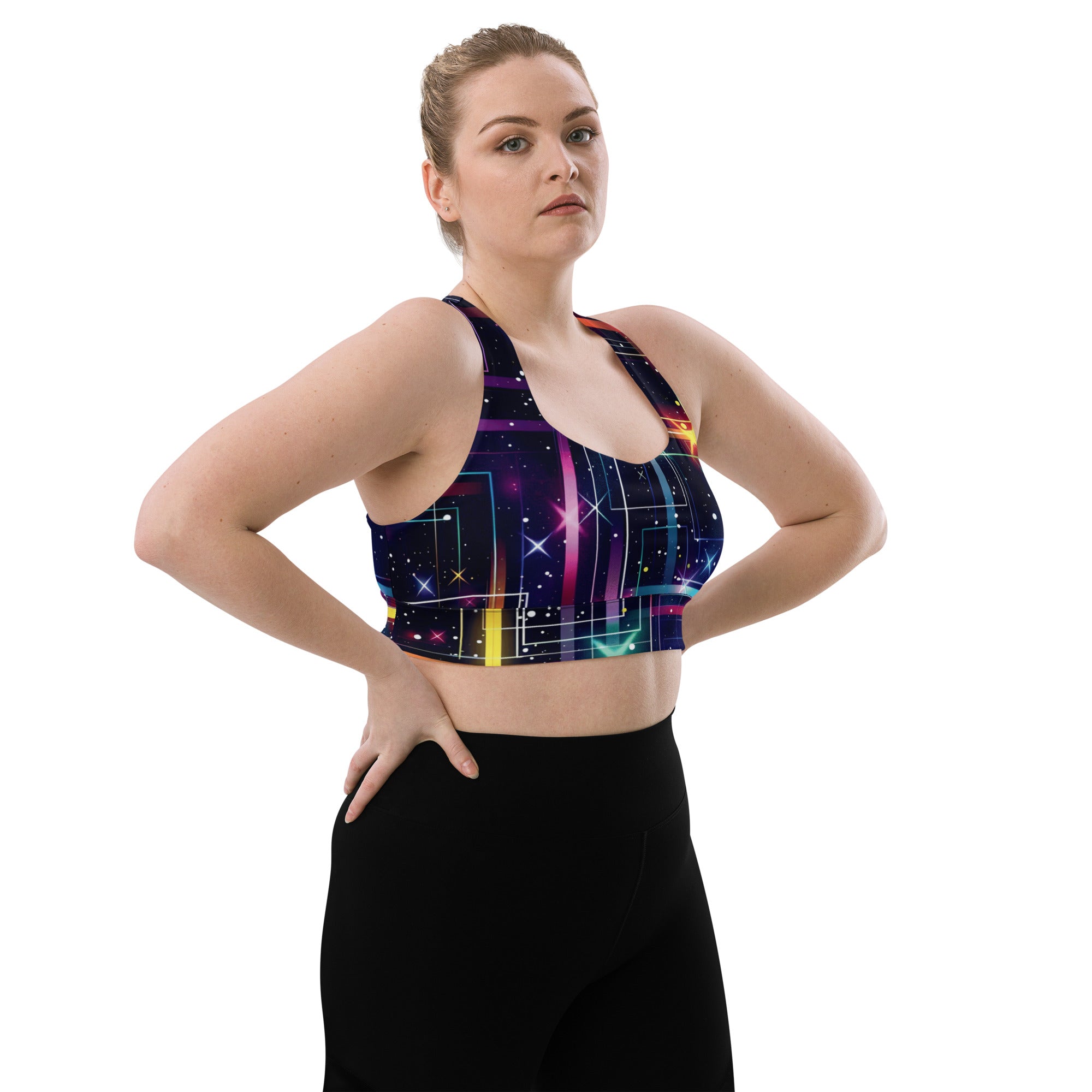 Abstract Longline Sports Bra for Raves & Festivals