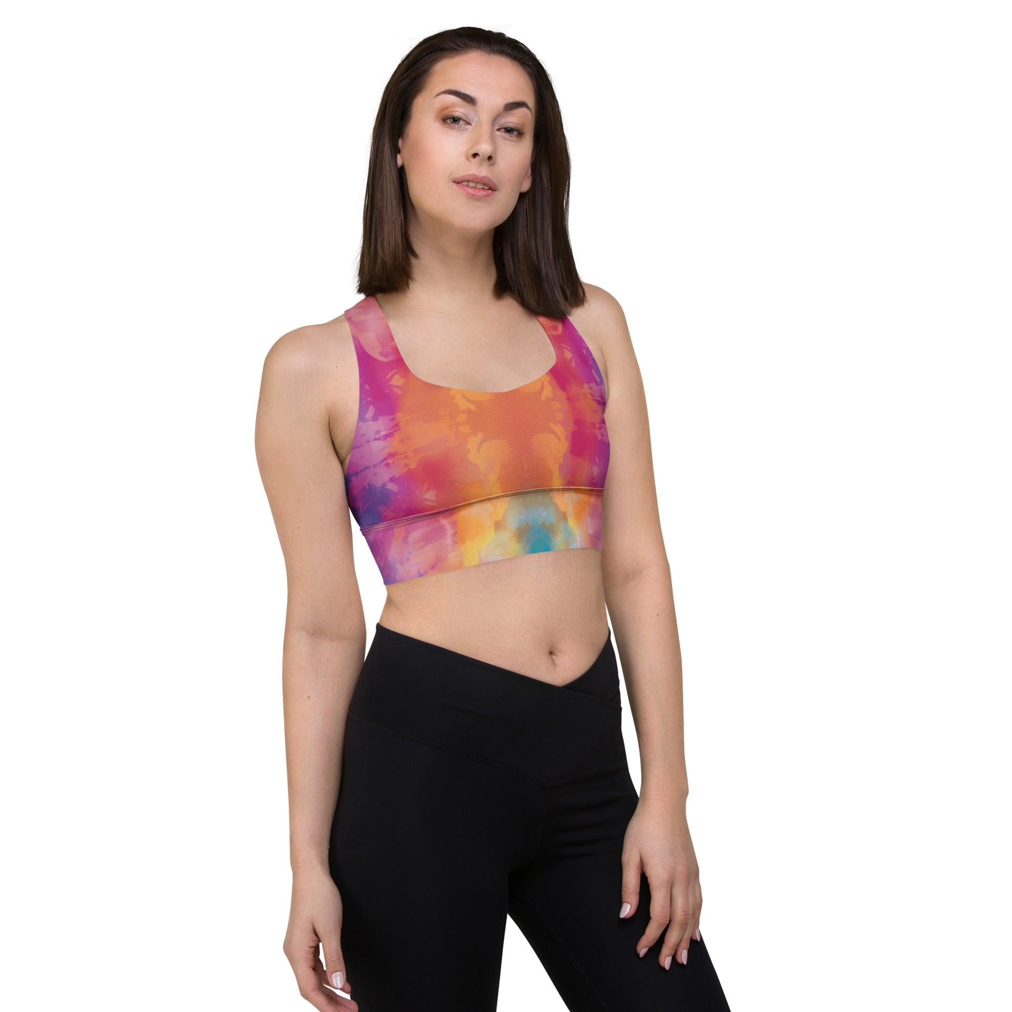 Vibrant Tie-Dye Longline Sports Bra for Festivals