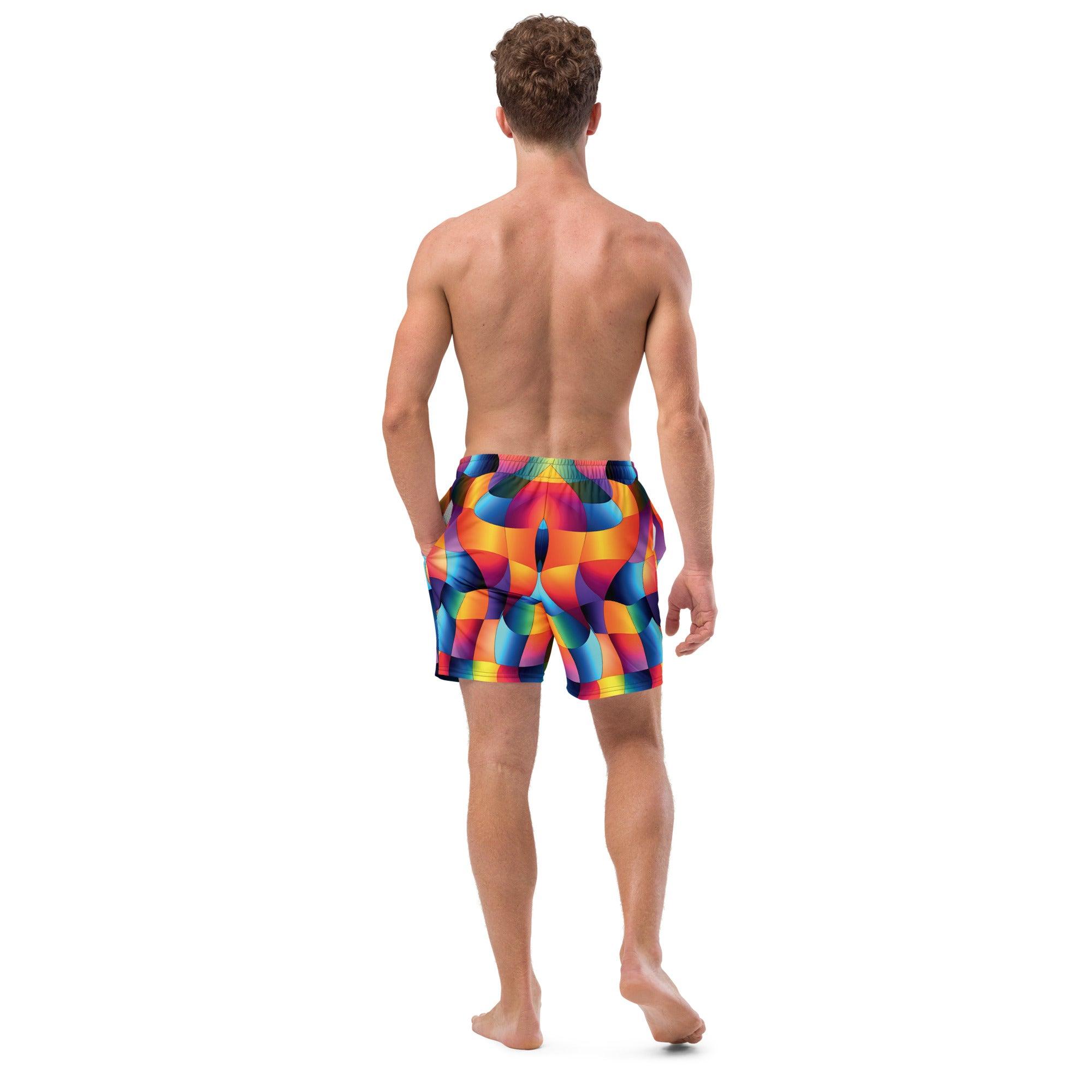 Vibrant Abstract Swim Shorts for EDM Festivals