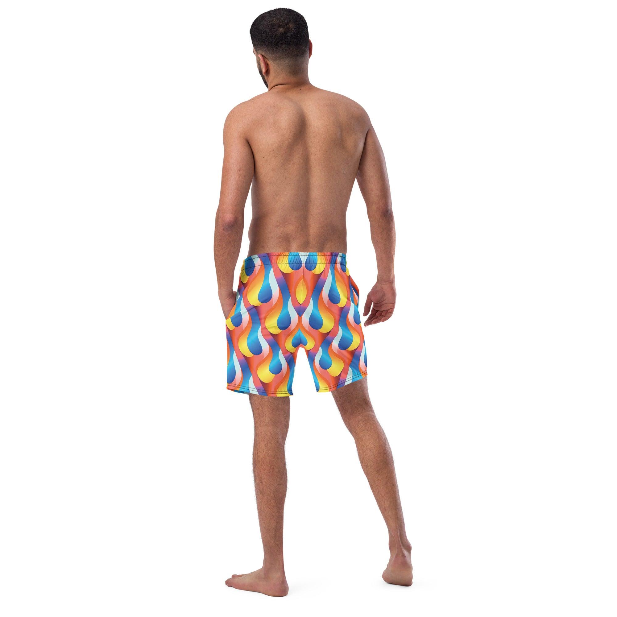 Playful Abstract Swim Shorts for Festivals & Raves
