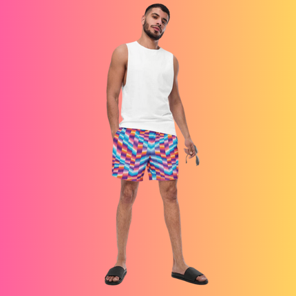 Abstract Rave Swim Shorts - Custom EDM Festival Wear
