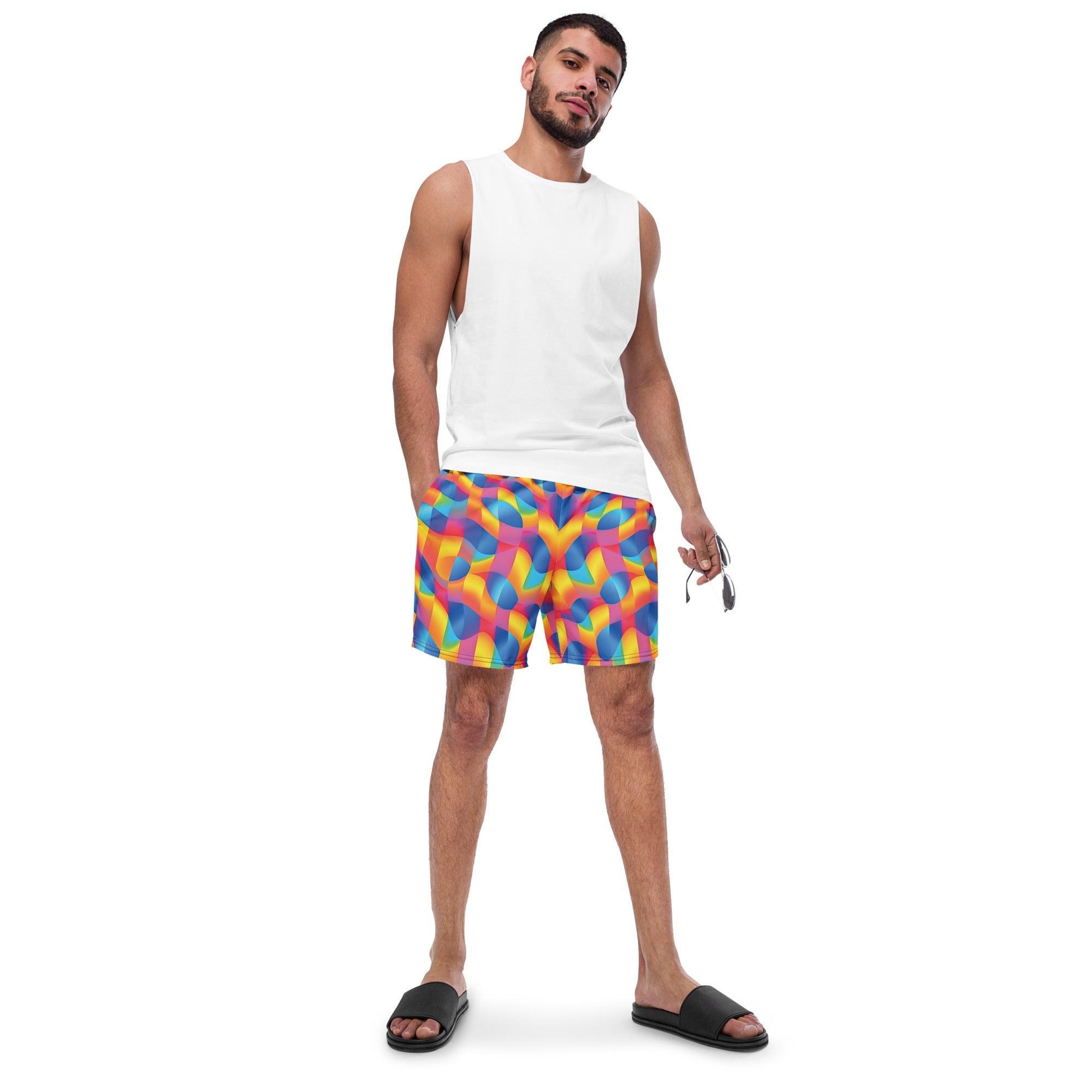 Funky Abstract EDM Swim Shorts for Festivals