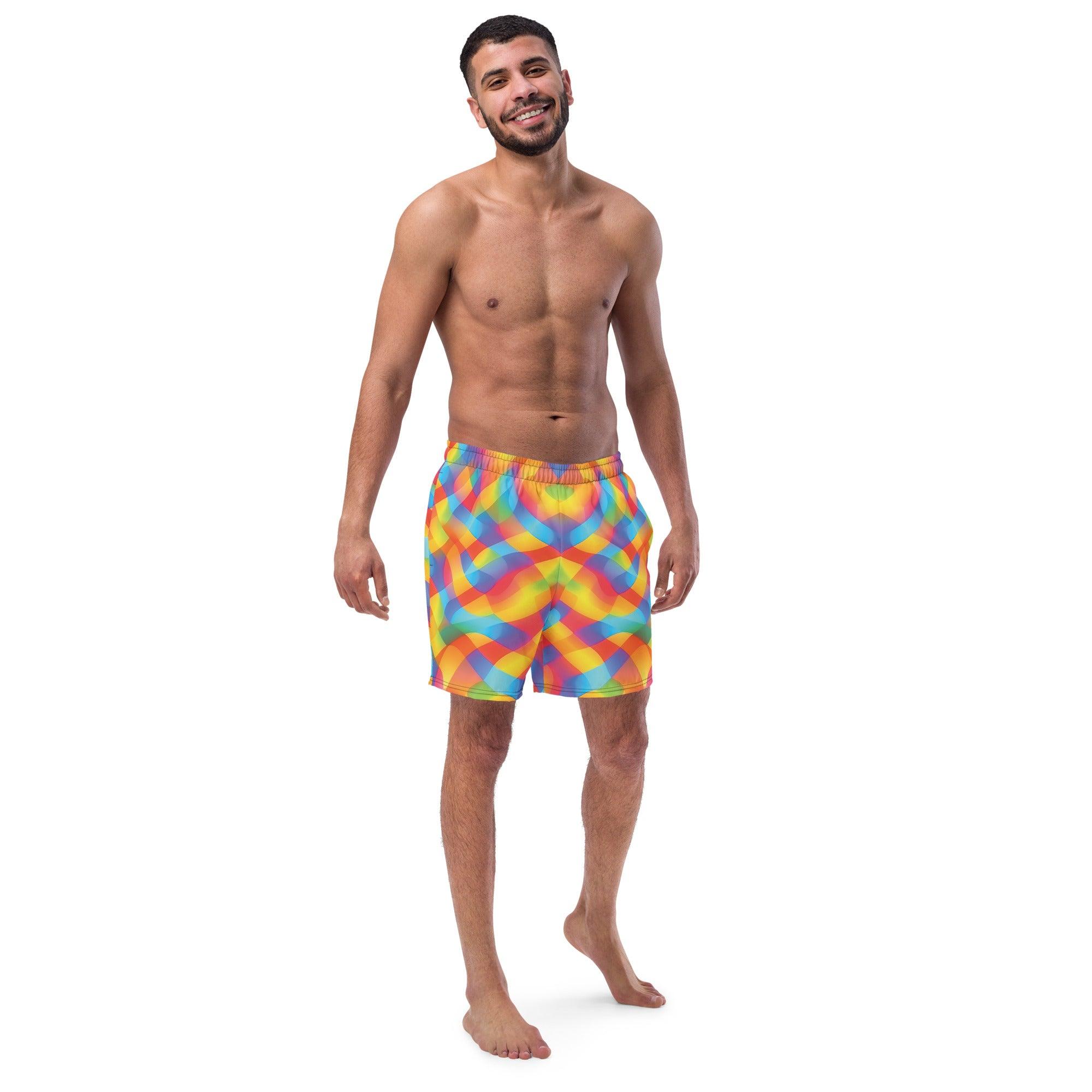 Vibrant Abstract Festival Swim Shorts
