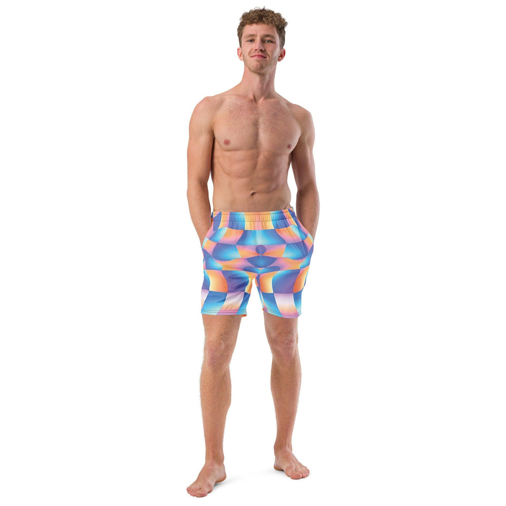 Vibrant Abstract Swim Shorts for EDM Festivals & Raves