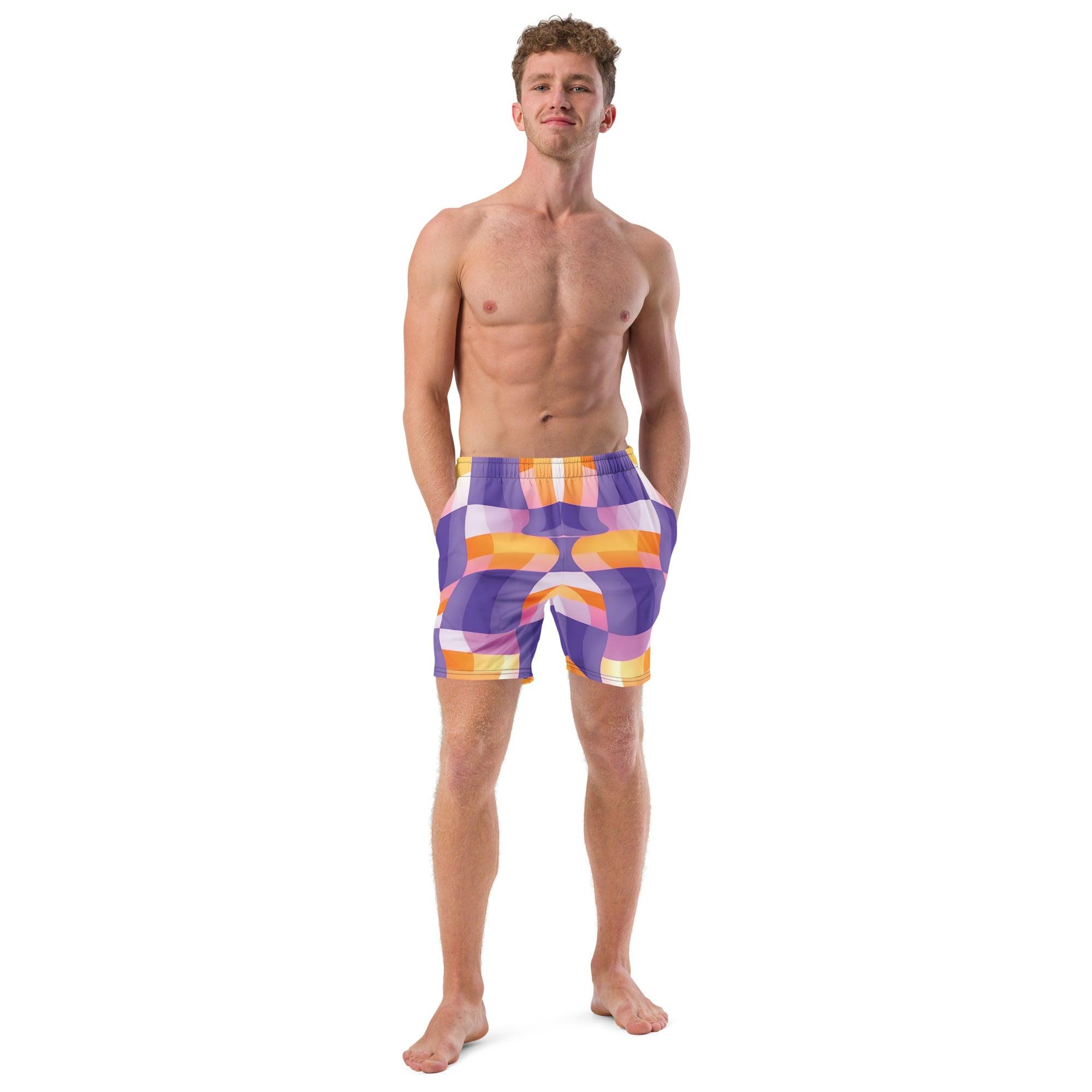 Vibrant Abstract Swim Shorts for Raves & Festivals