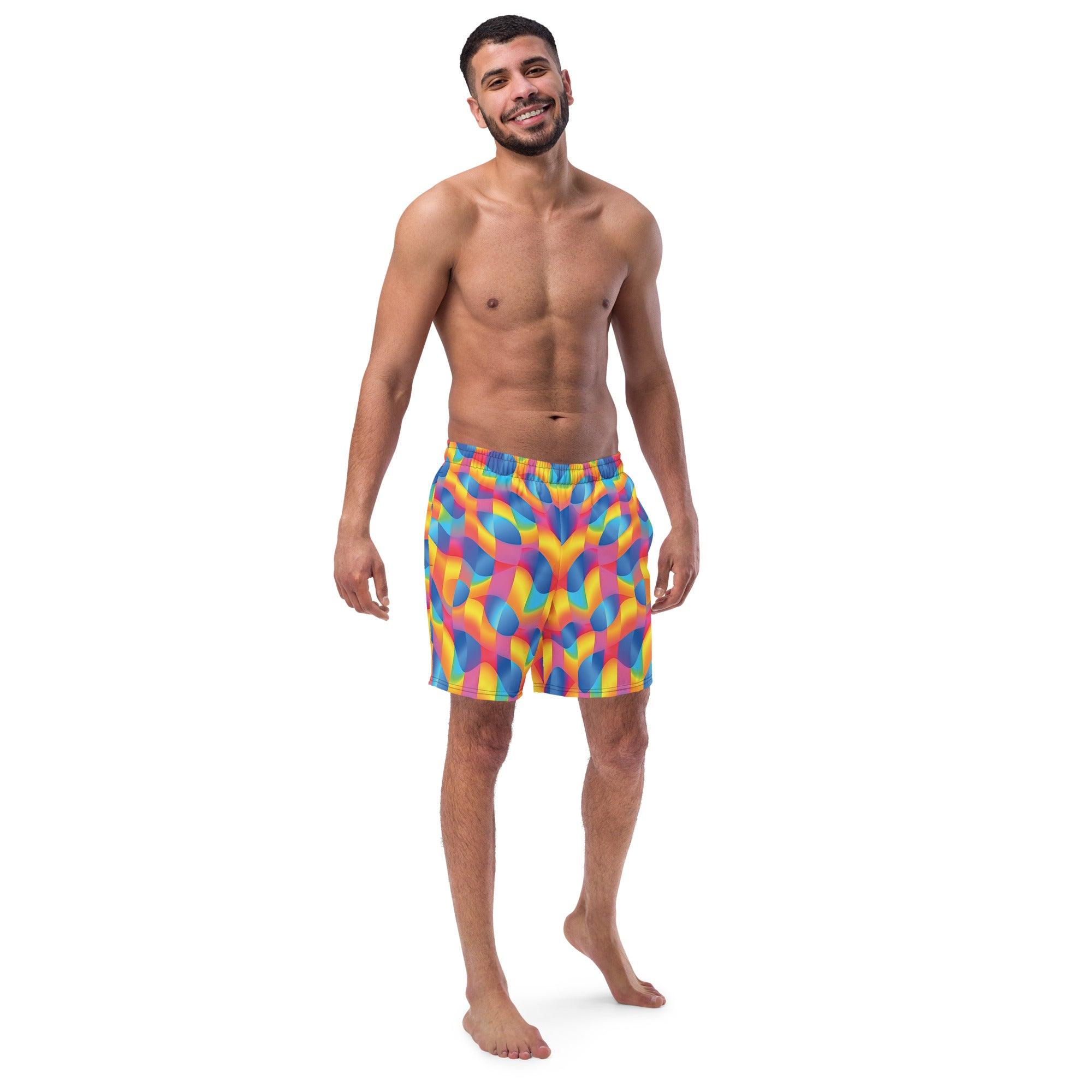 Funky Abstract EDM Swim Shorts for Festivals