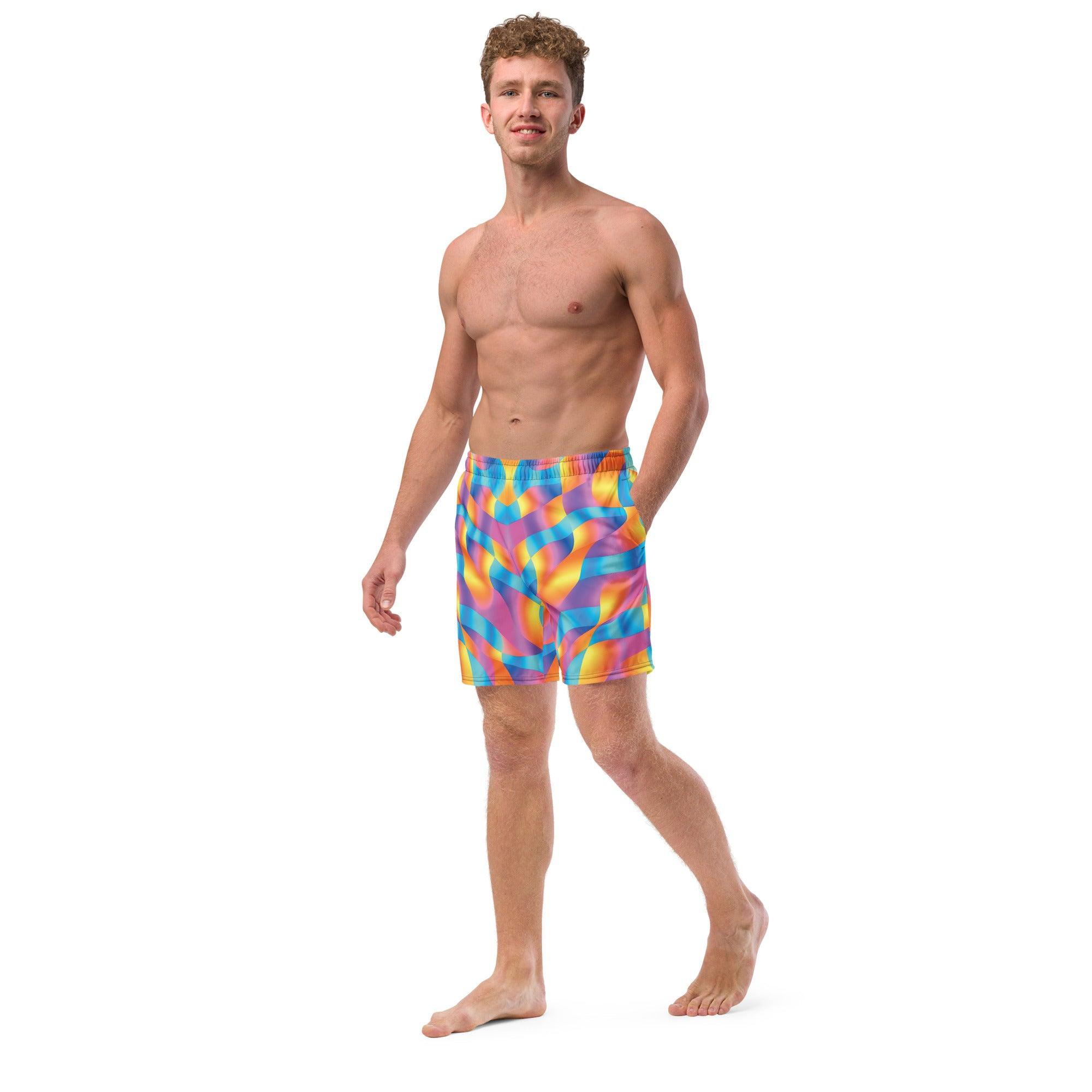 Playful Abstract Swim Shorts for Raves & Festivals