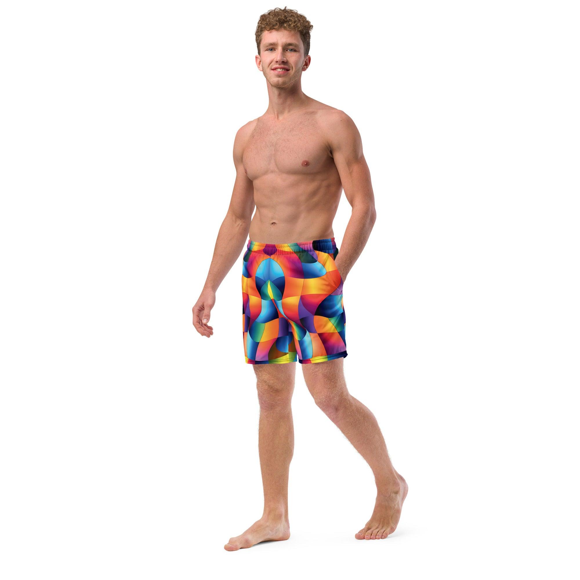 Vibrant Abstract Swim Shorts for EDM Festivals