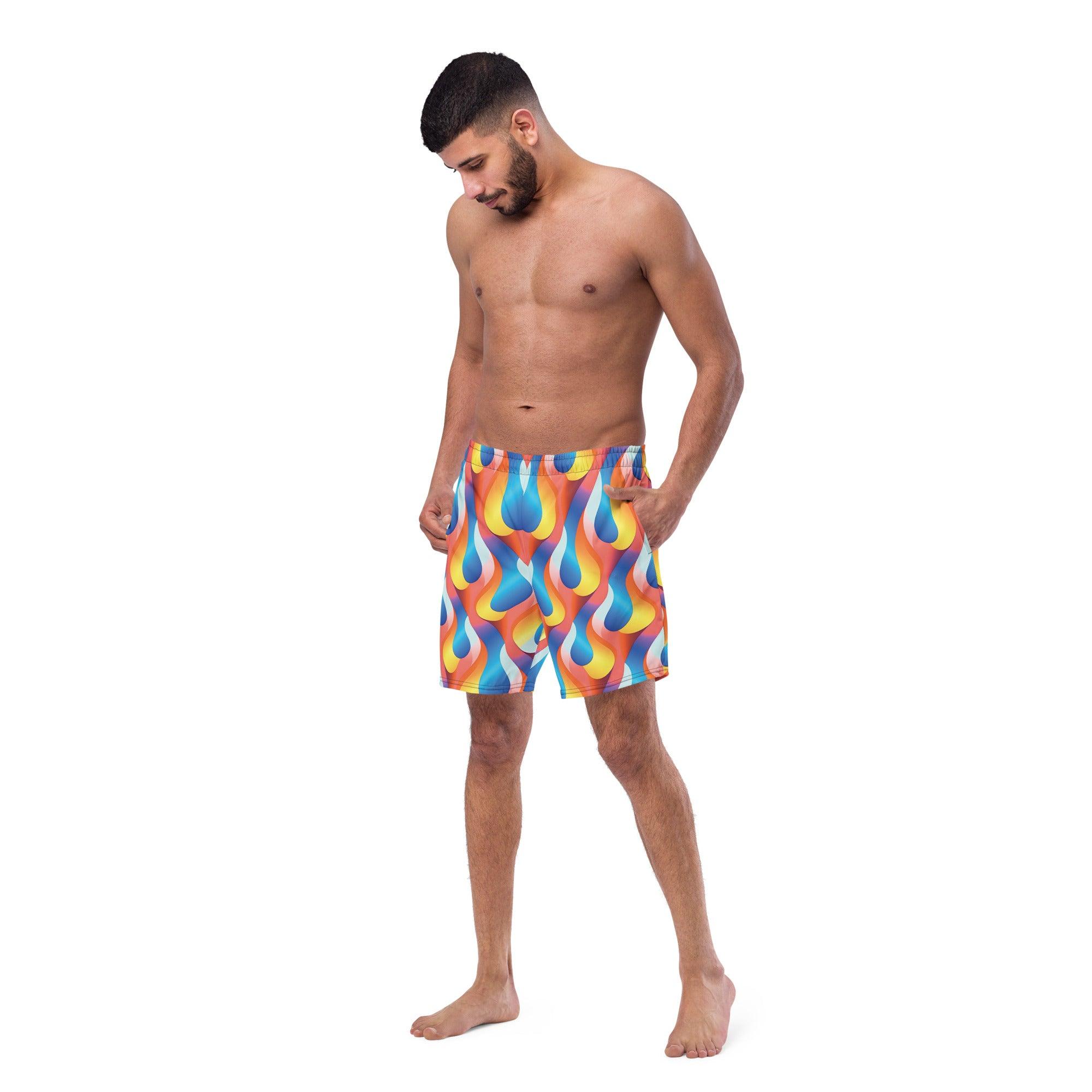 Playful Abstract Swim Shorts for Festivals & Raves