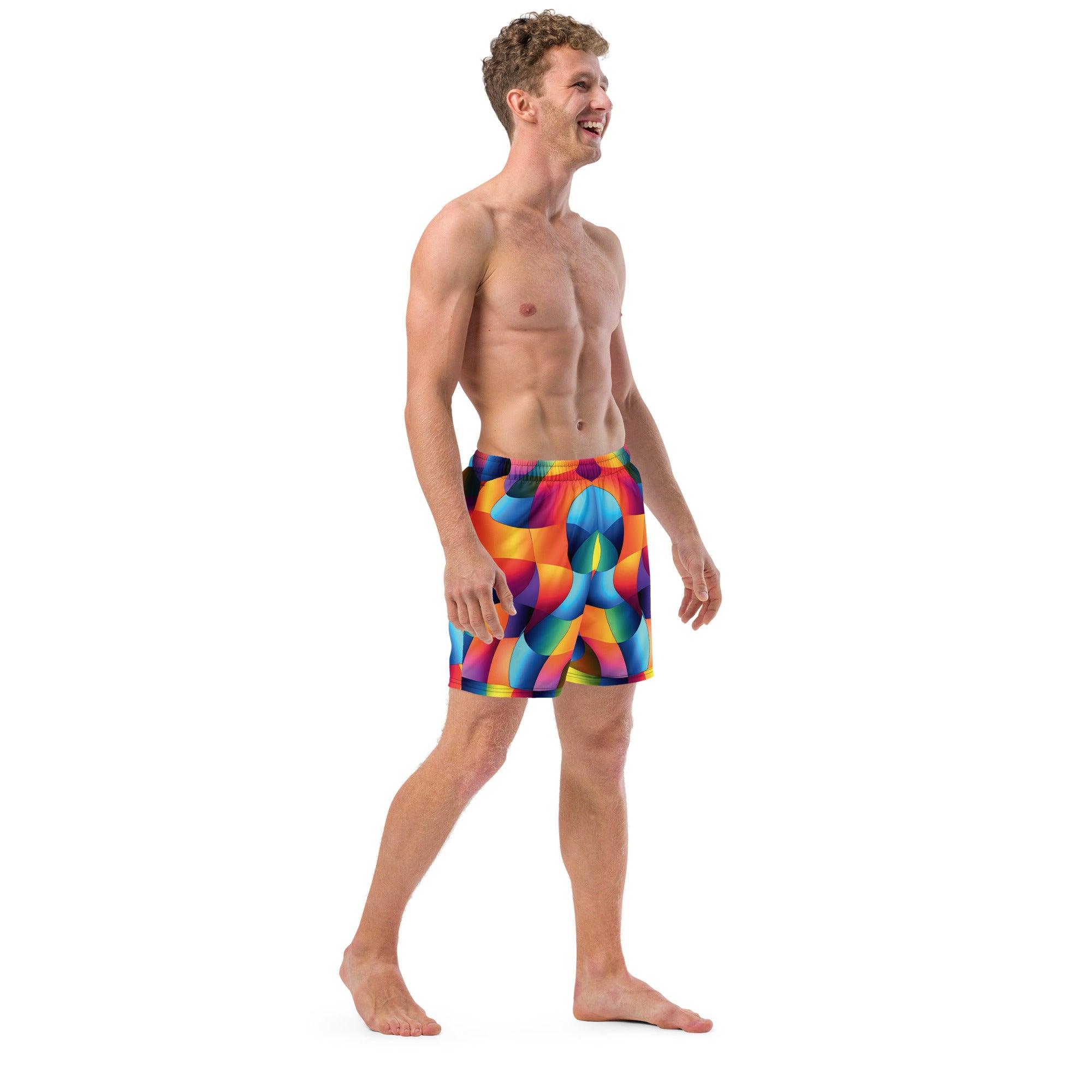 Vibrant Abstract Swim Shorts for EDM Festivals