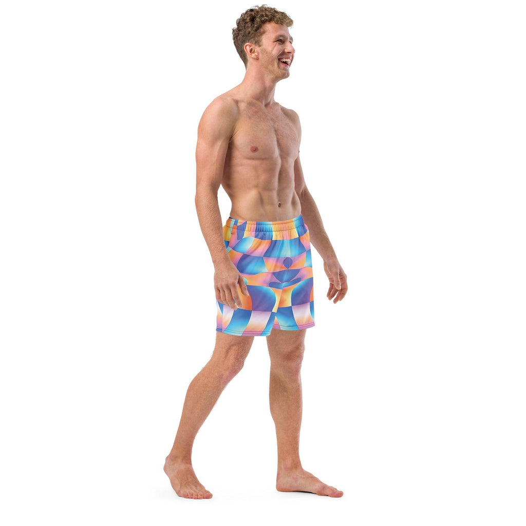 Vibrant Abstract Swim Shorts for EDM Festivals & Raves