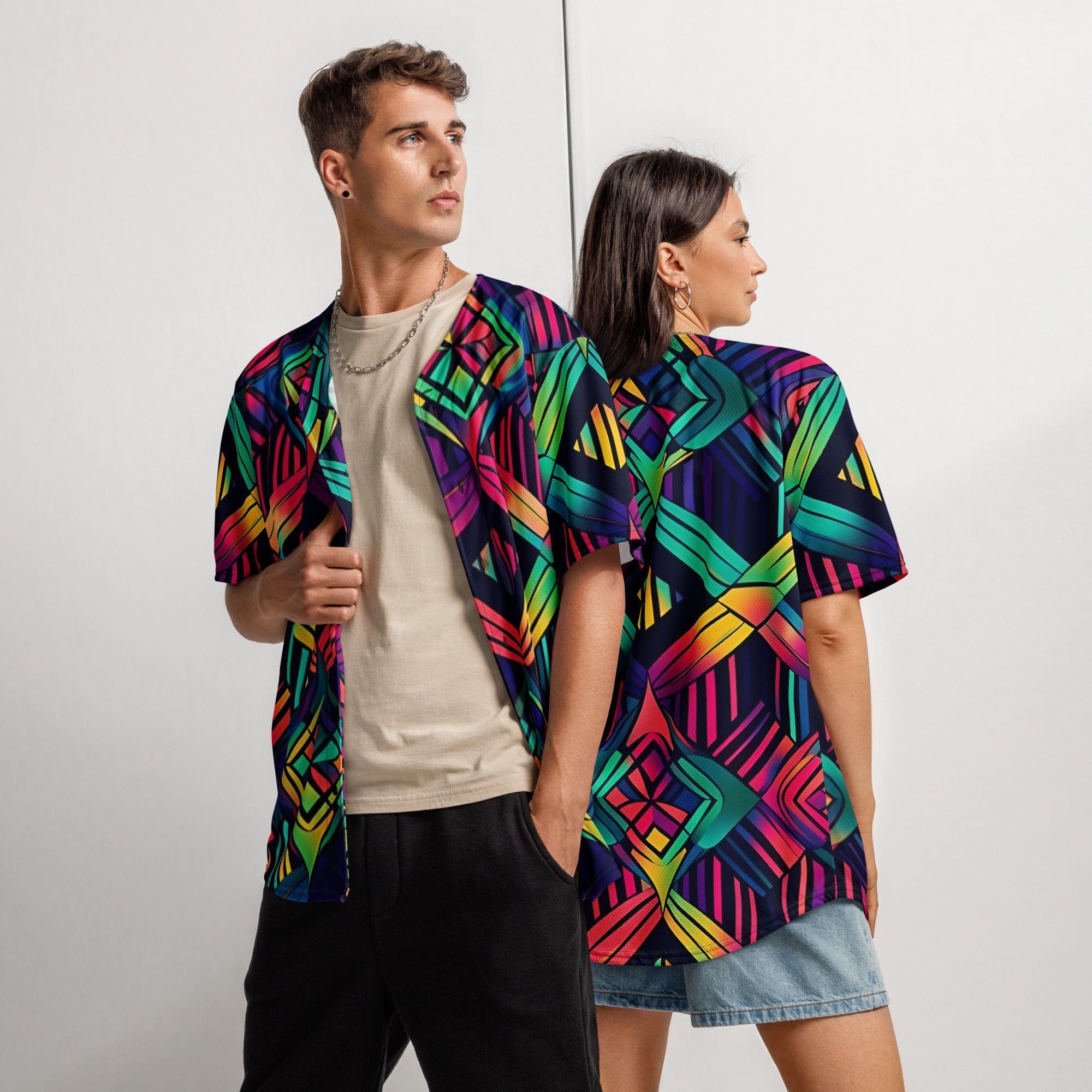 Neon Geometrical baseball jersey
