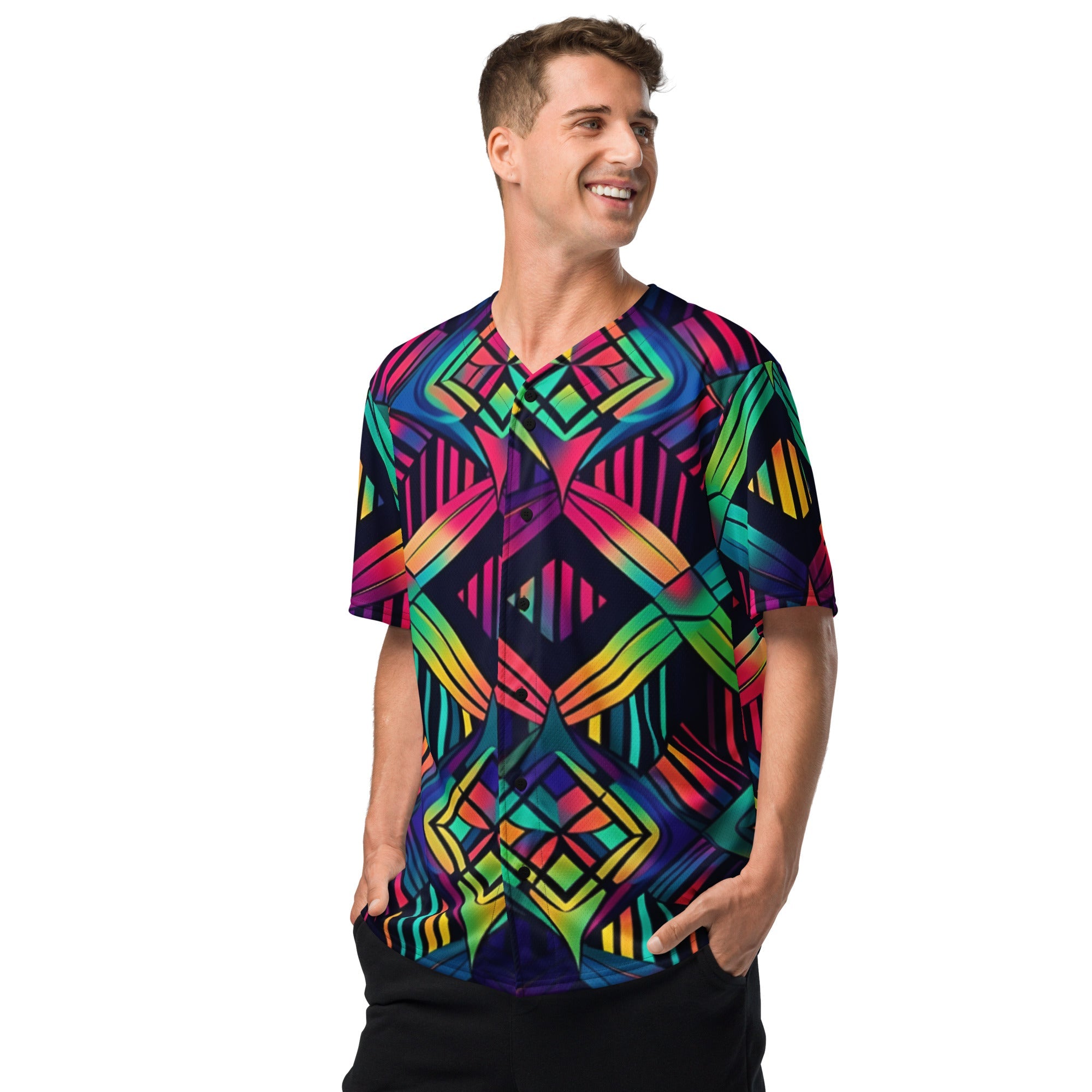 Neon Geometrical baseball jersey