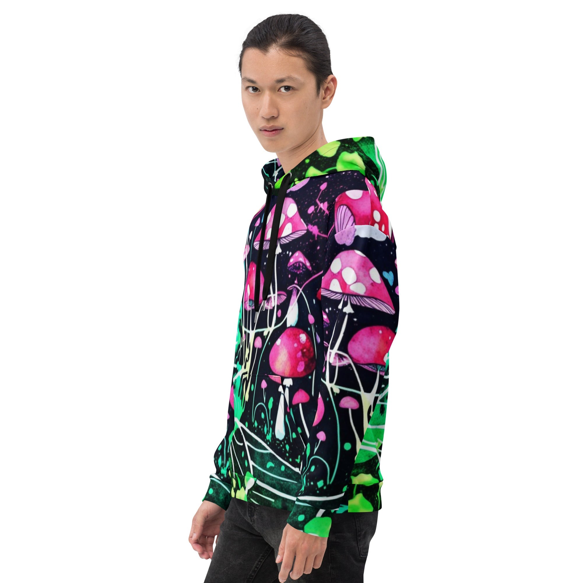 Neon Mushroom World Hoodie