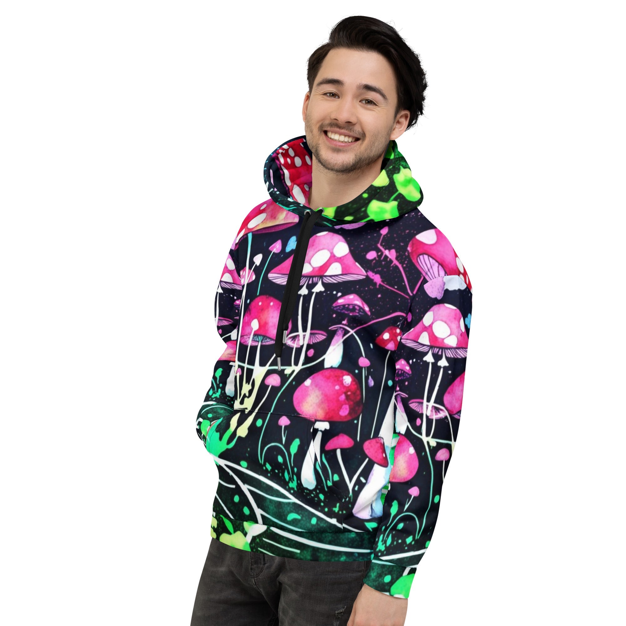Neon Mushroom World Hoodie