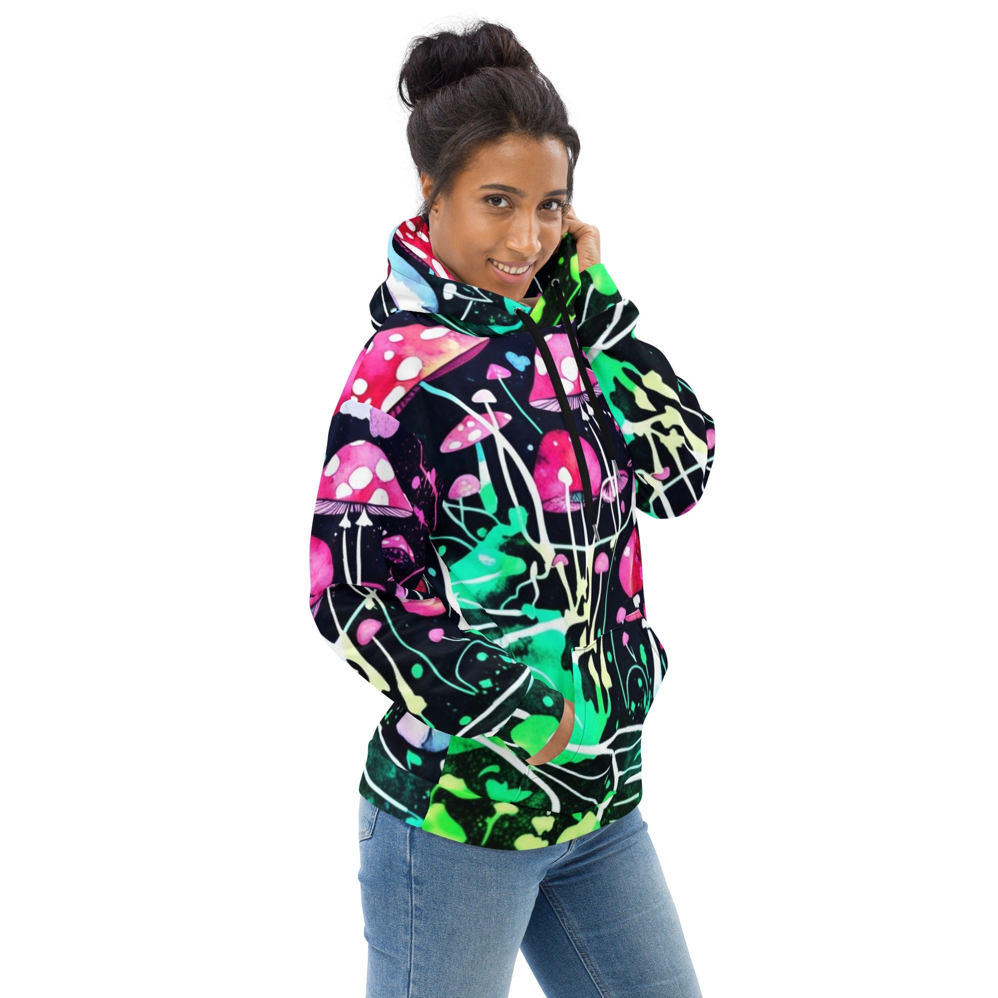 Neon Mushroom World Hoodie