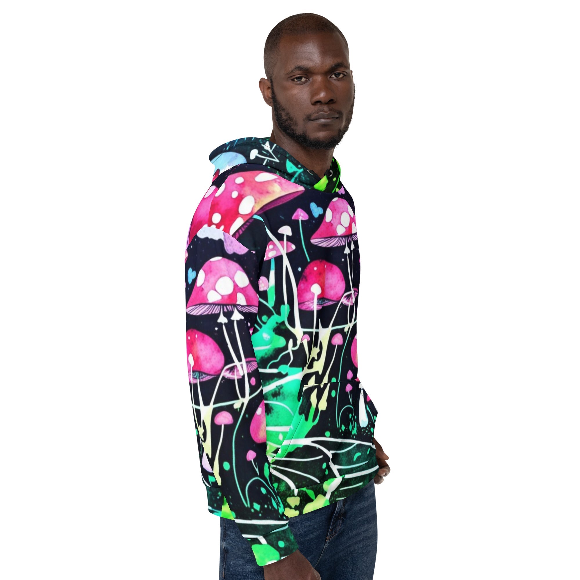 Neon Mushroom World Hoodie