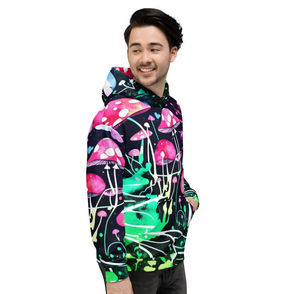 Neon Mushroom World Hoodie