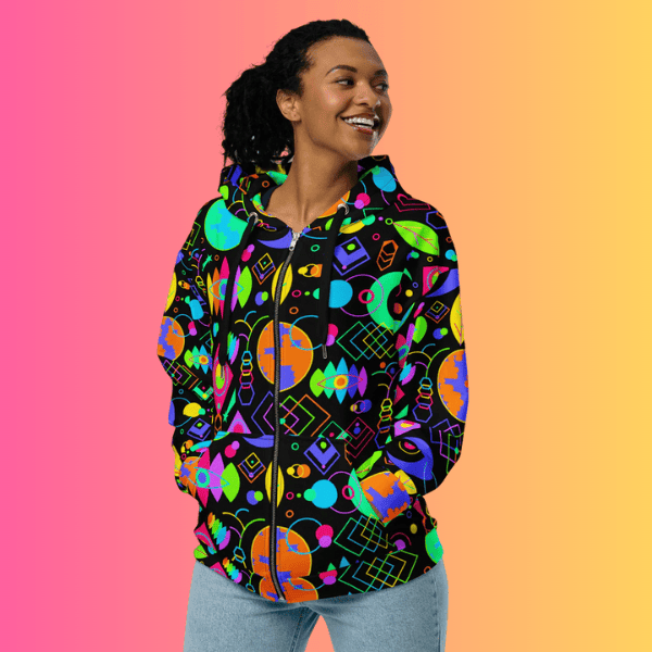 Playful Unisex Zip Hoodie - Eco-Friendly & Cozy
