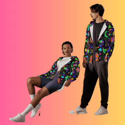 Playful Unisex Zip Hoodie - Eco-Friendly & Cozy