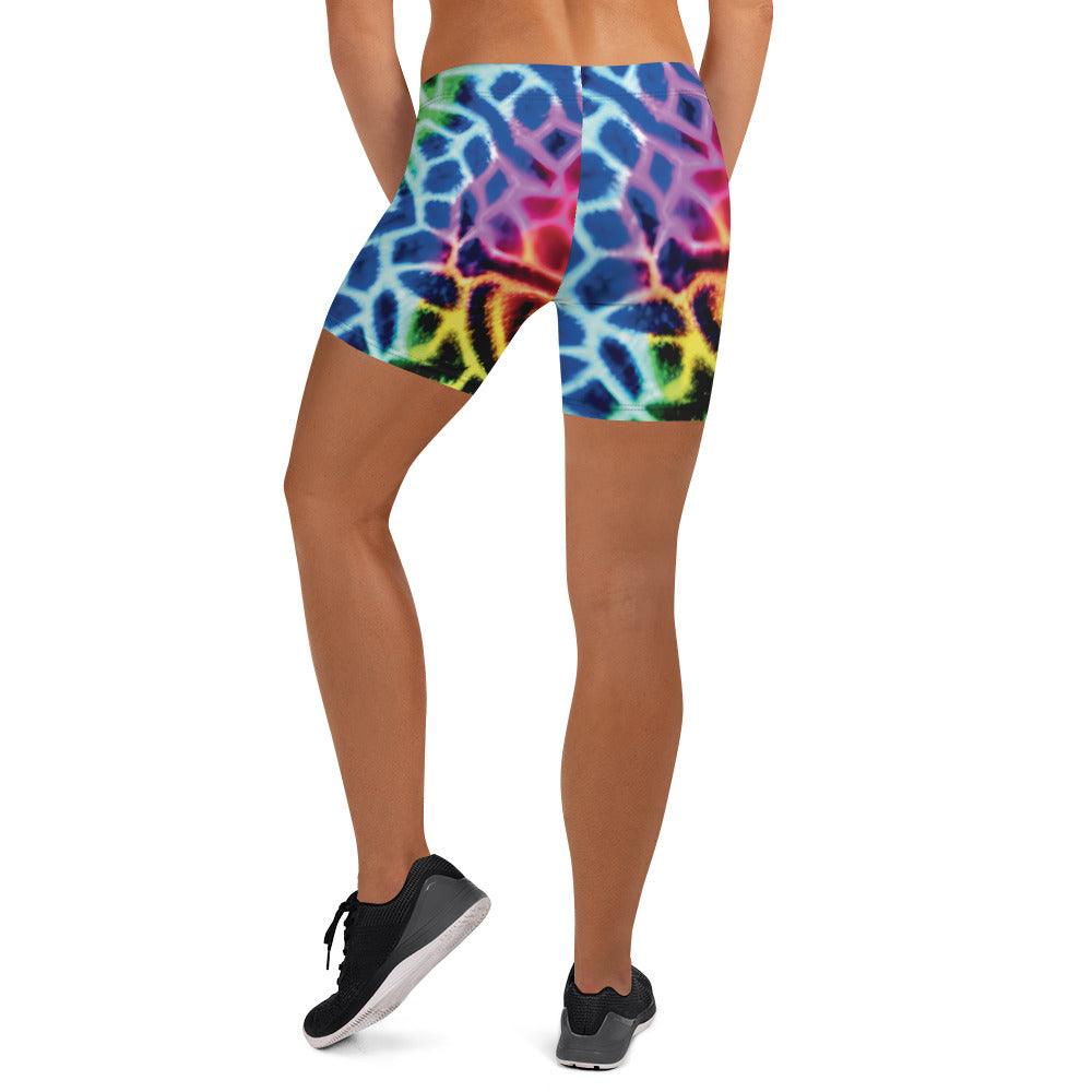Vibrant Neon Leopard Rave Shorts