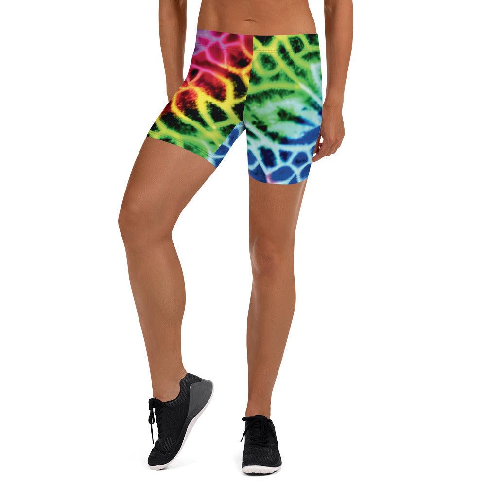 Vibrant Neon Leopard Rave Shorts