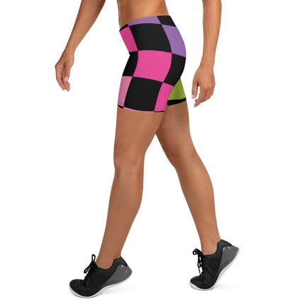 Vibrant Rainbow Checked Festival Shorts