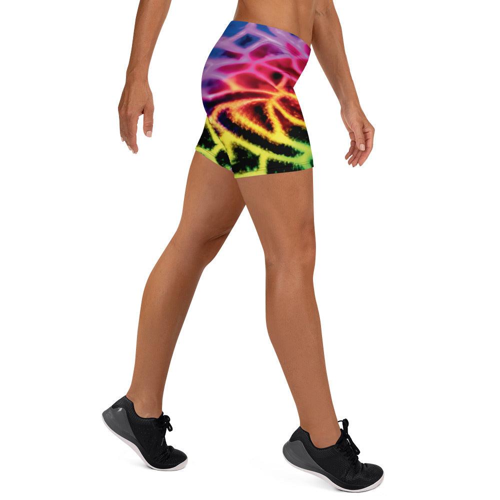 Vibrant Neon Leopard Rave Shorts