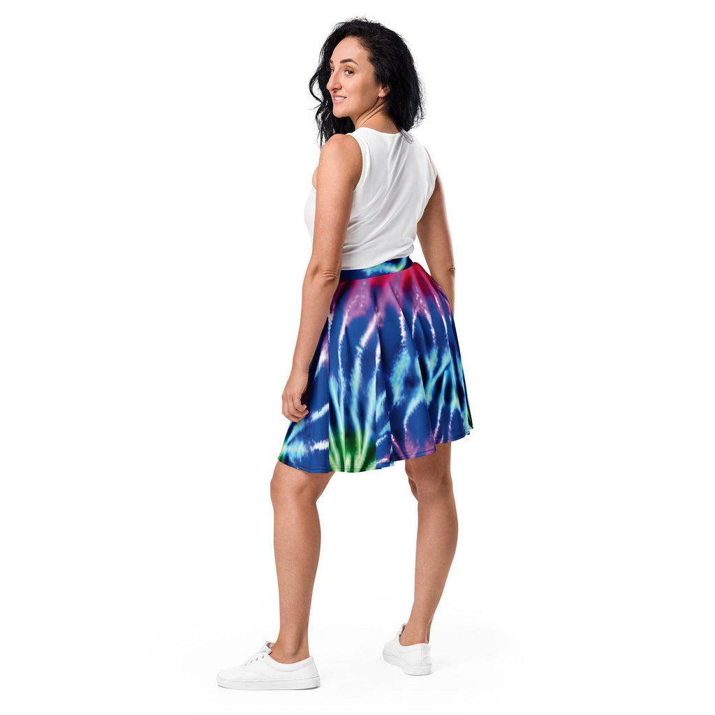Vibrant Neon Tie-Dye Skater Skirt for Raves & Festivals