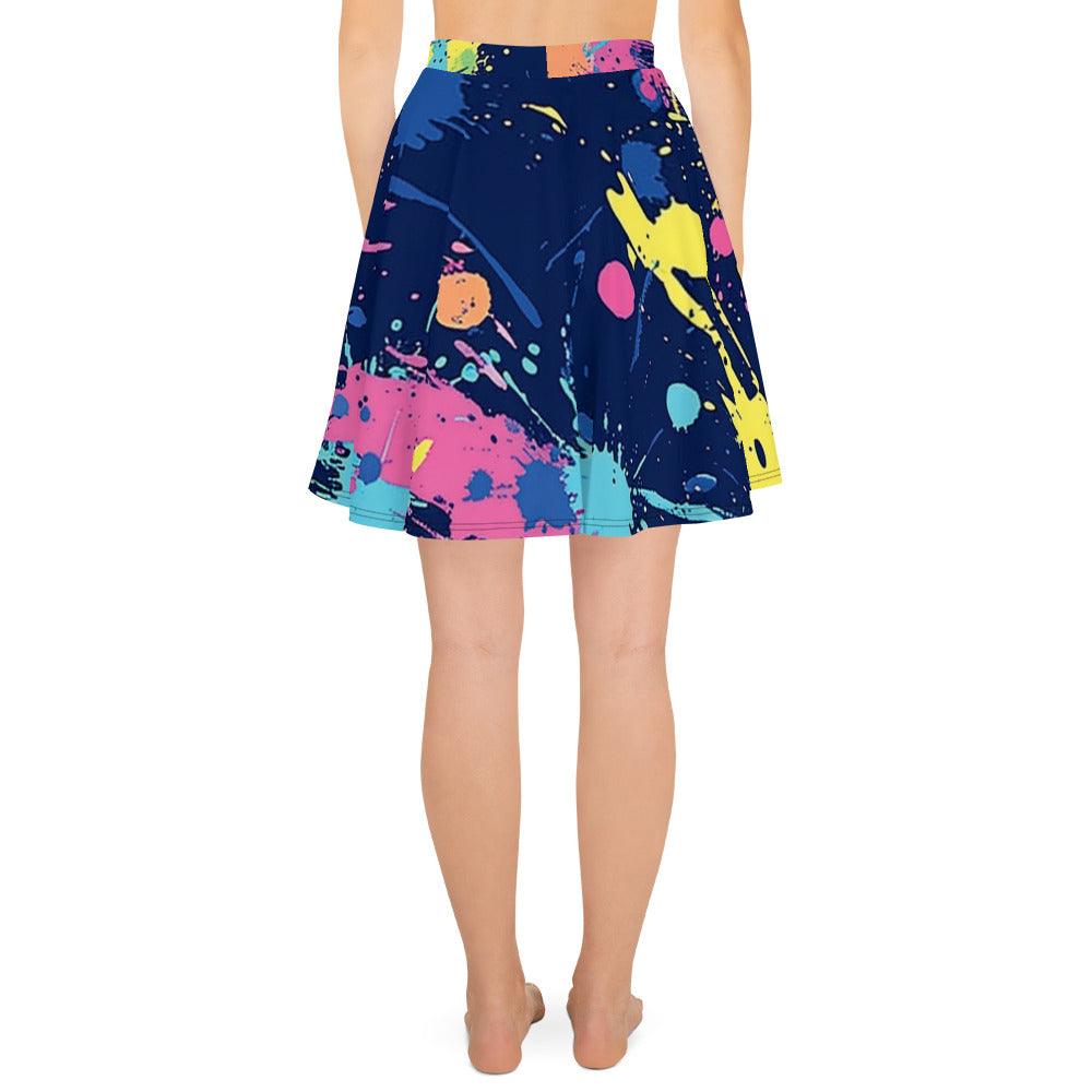 Vibrant Paint Splatter Skater Skirt for Raves & Festivals