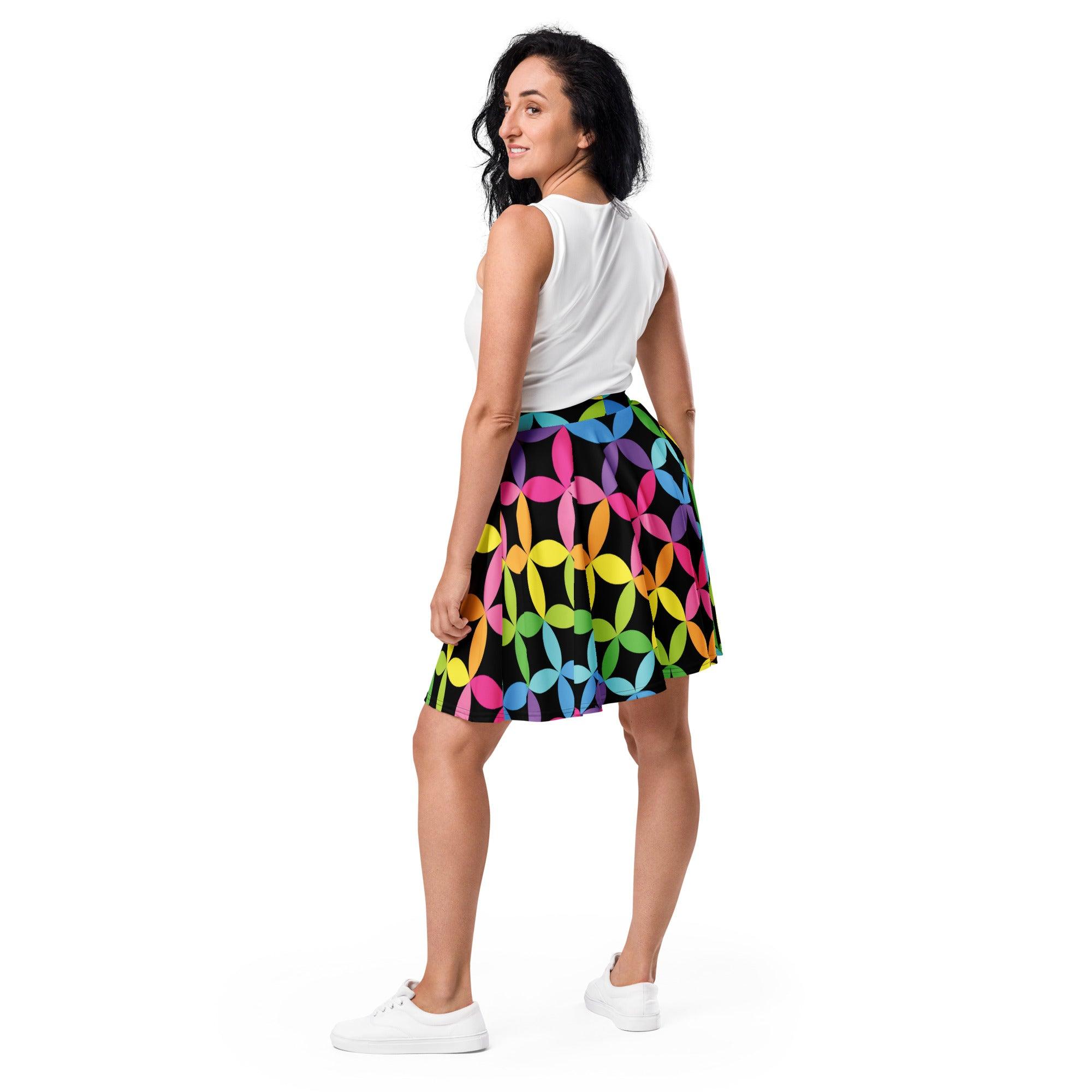 Vibrant Rainbow Skater Skirt for Festivals & Raves