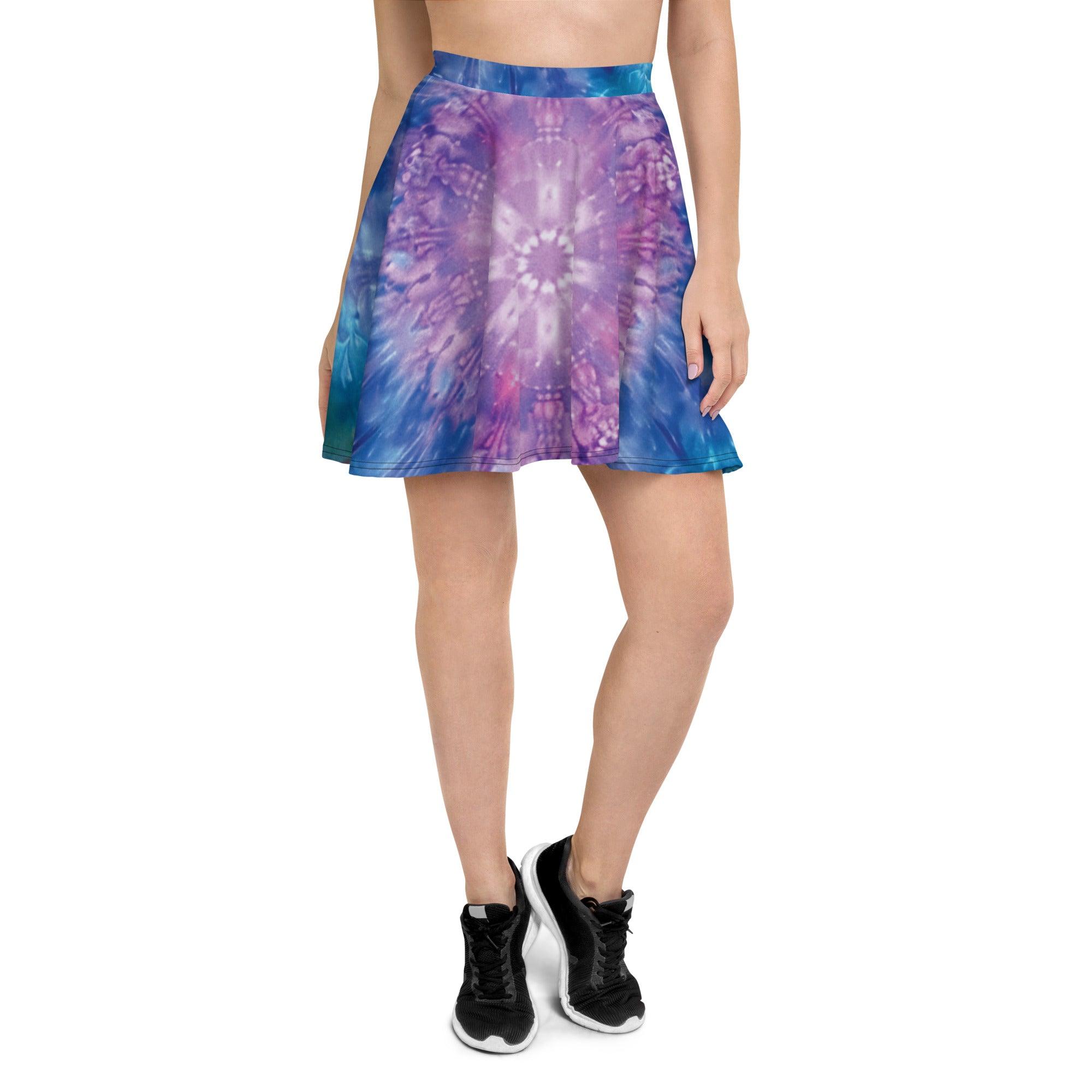 Vibrant Tie-Dye Skater Skirt for Festivals and Raves