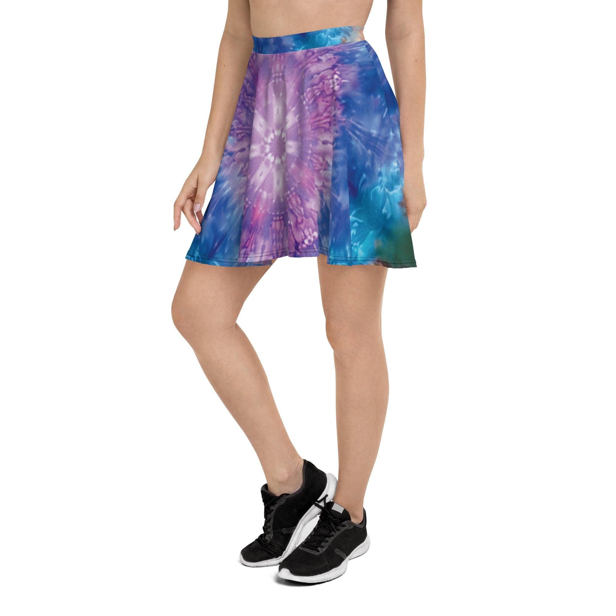 Vibrant Tie-Dye Skater Skirt for Festivals and Raves