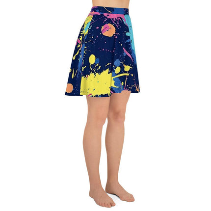 Vibrant Paint Splatter Skater Skirt for Raves & Festivals
