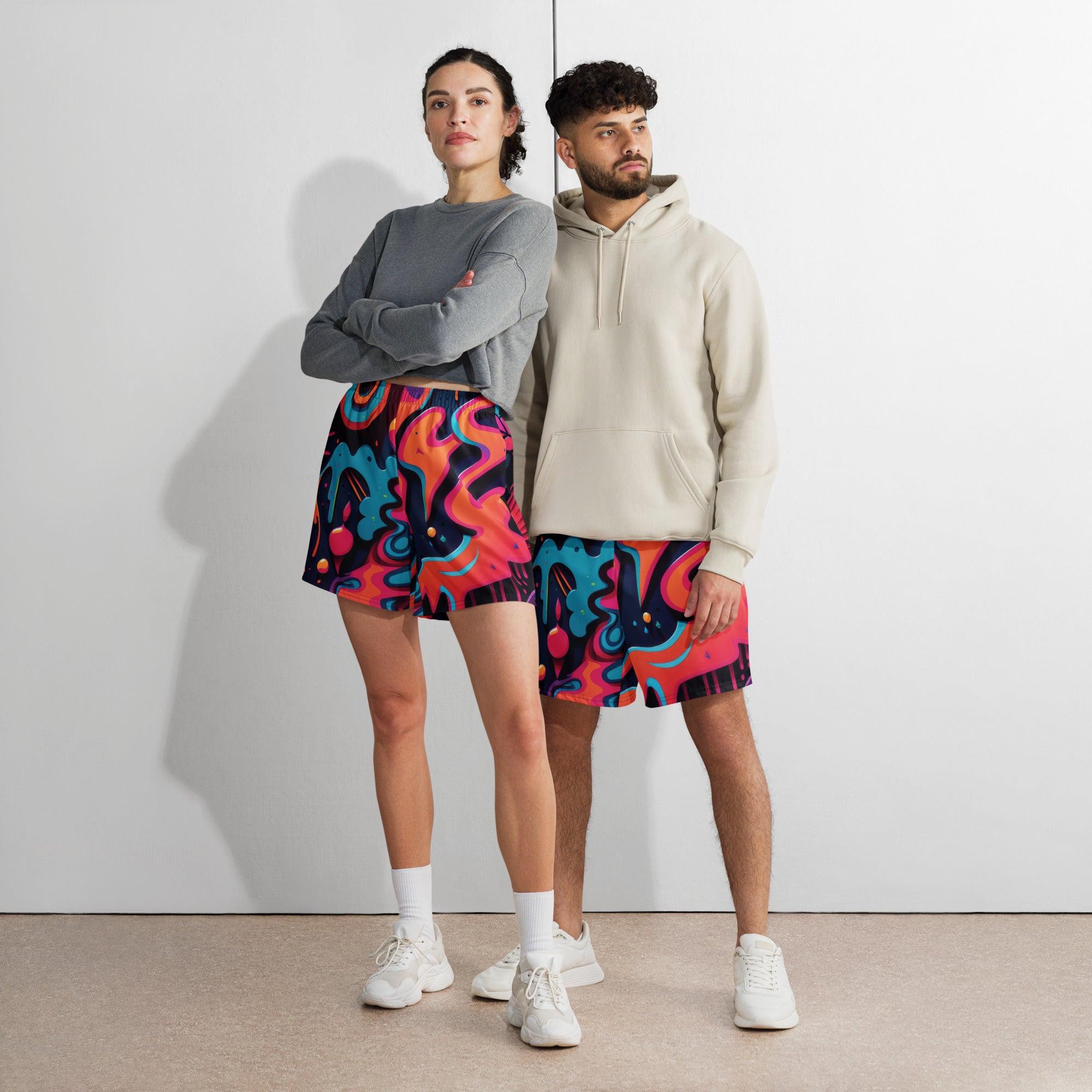 Vibrant All-Over Print Unisex Athletic Long Shorts for Festivals