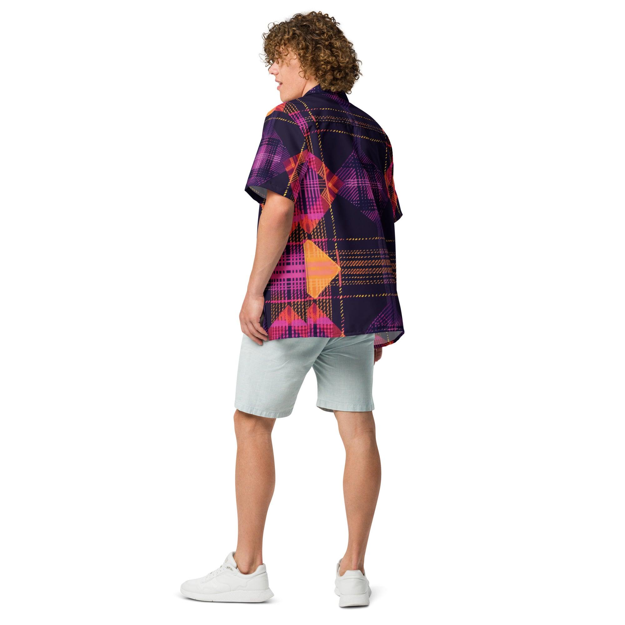 Playful Plaid Button Shirt for Raves & Festivals