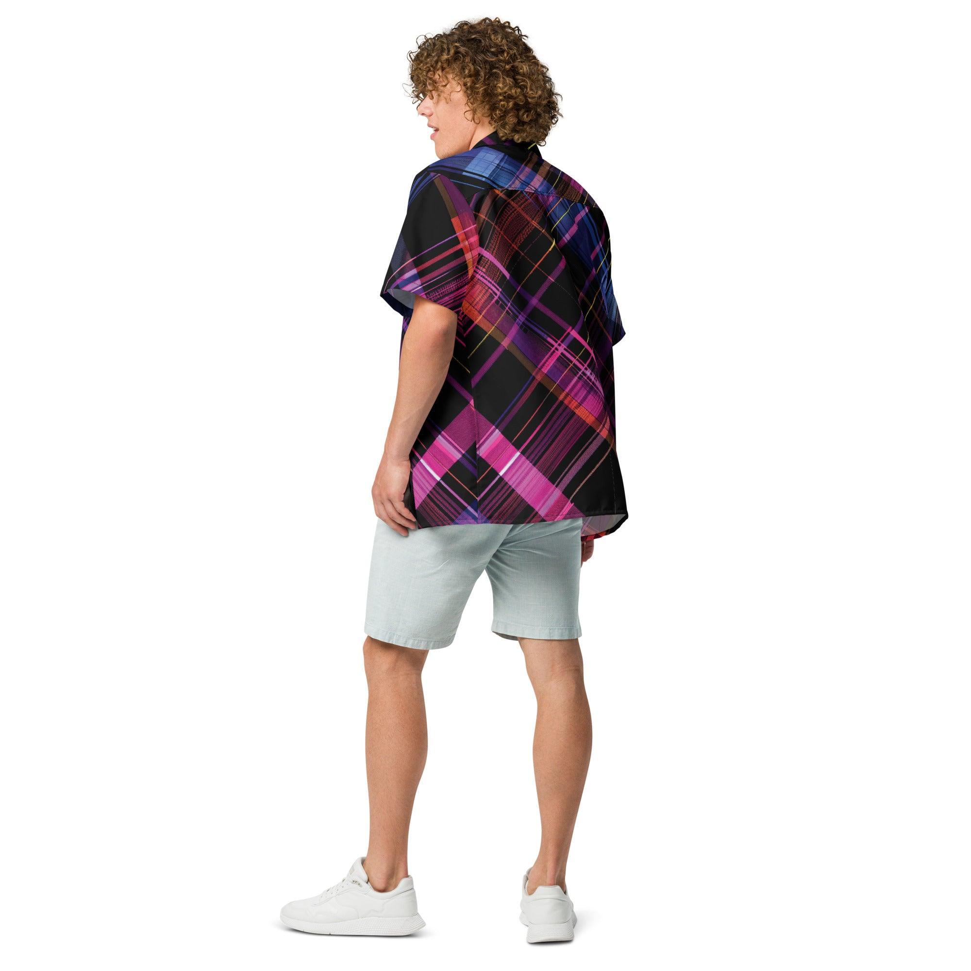 Vibrant Plaid Button Shirt for Raves & Festivals