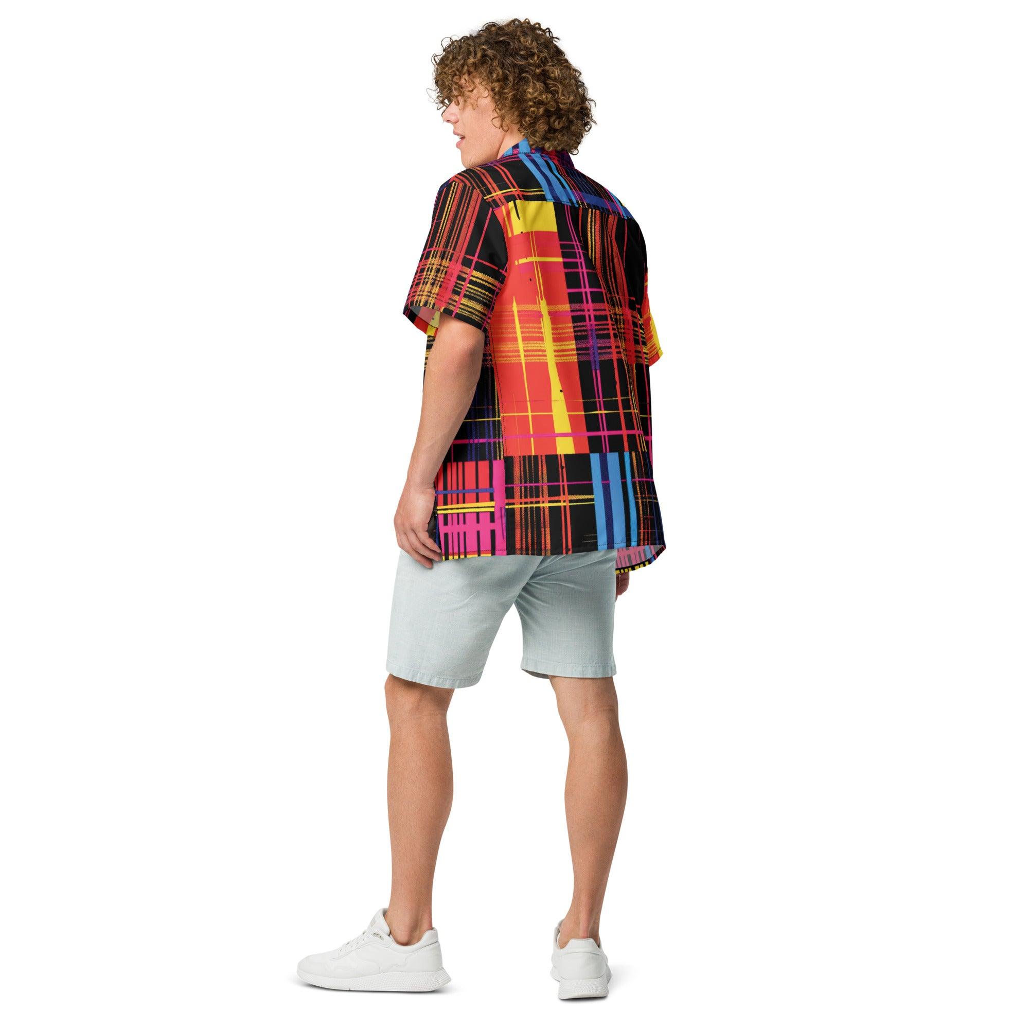 Funky Plaid Button Shirt for Raves & Festivals